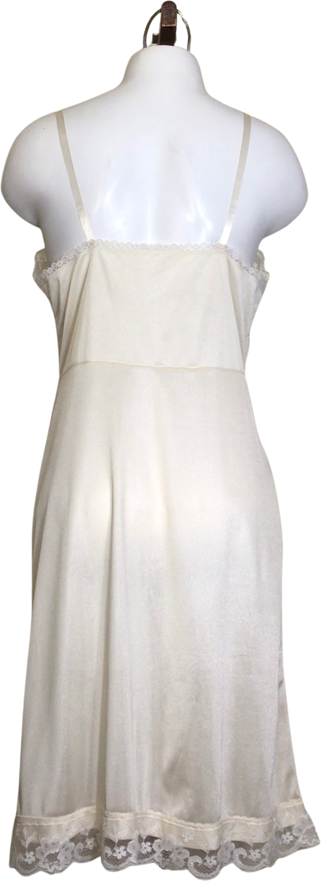 Vintage 60s Off White Sleeveless Midi Slip With Lace Accents By Smart