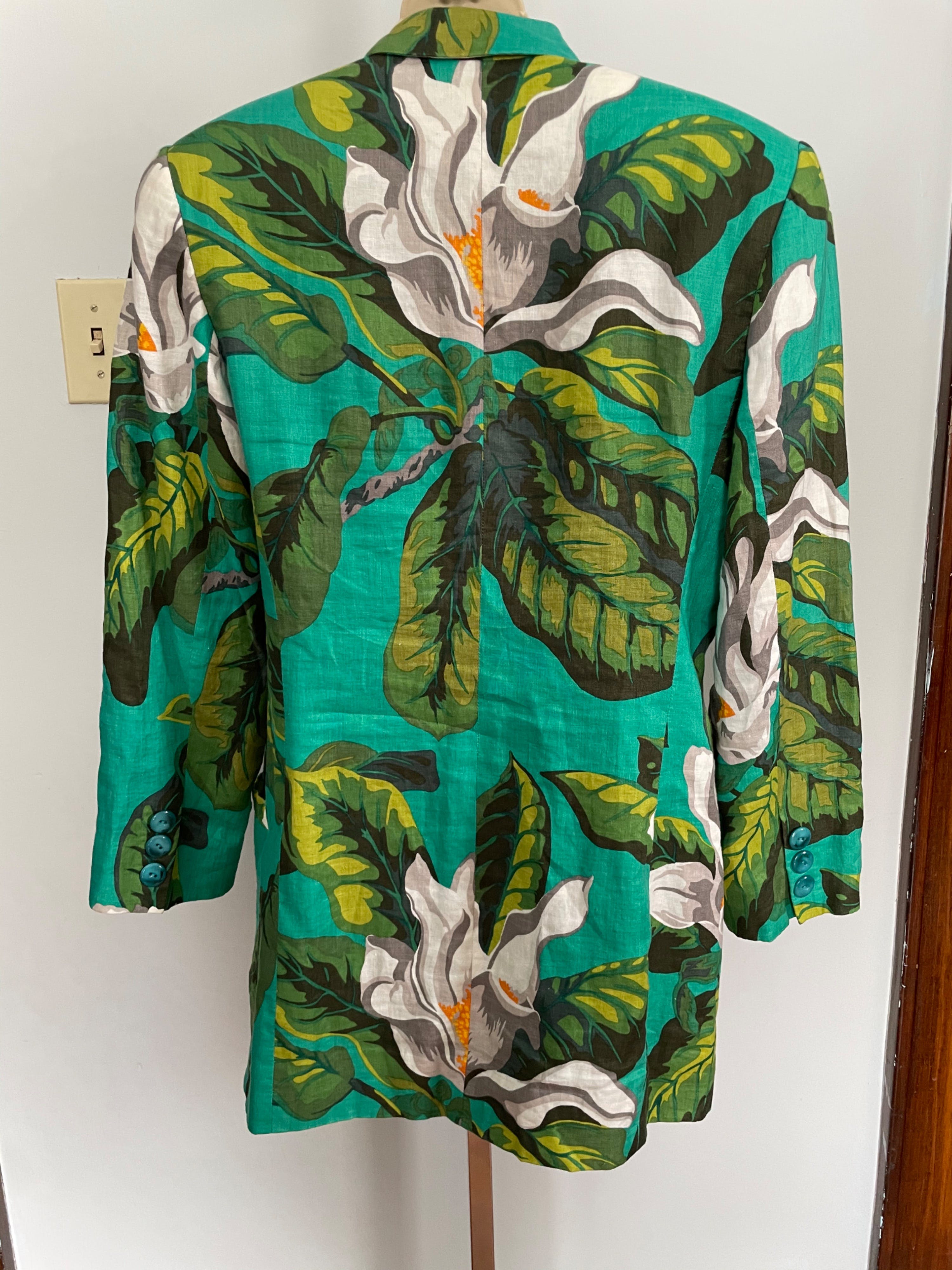 Vintage 90’s Hawaiian Print Linen Blazer by Linda Allard For Ellen ...