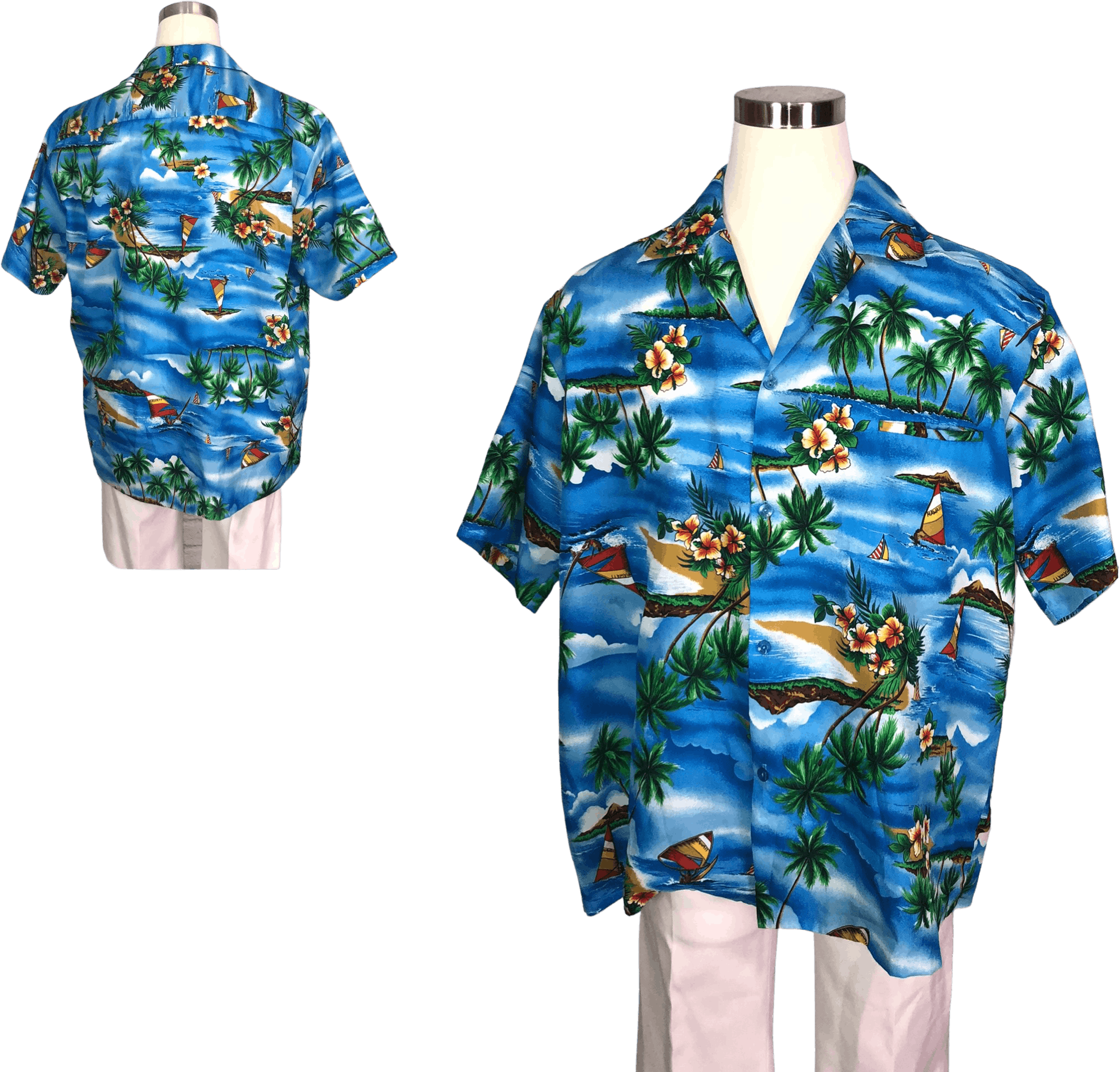Vintage Blue Hawaiian Print Shirt by helena's | Shop THRILLING