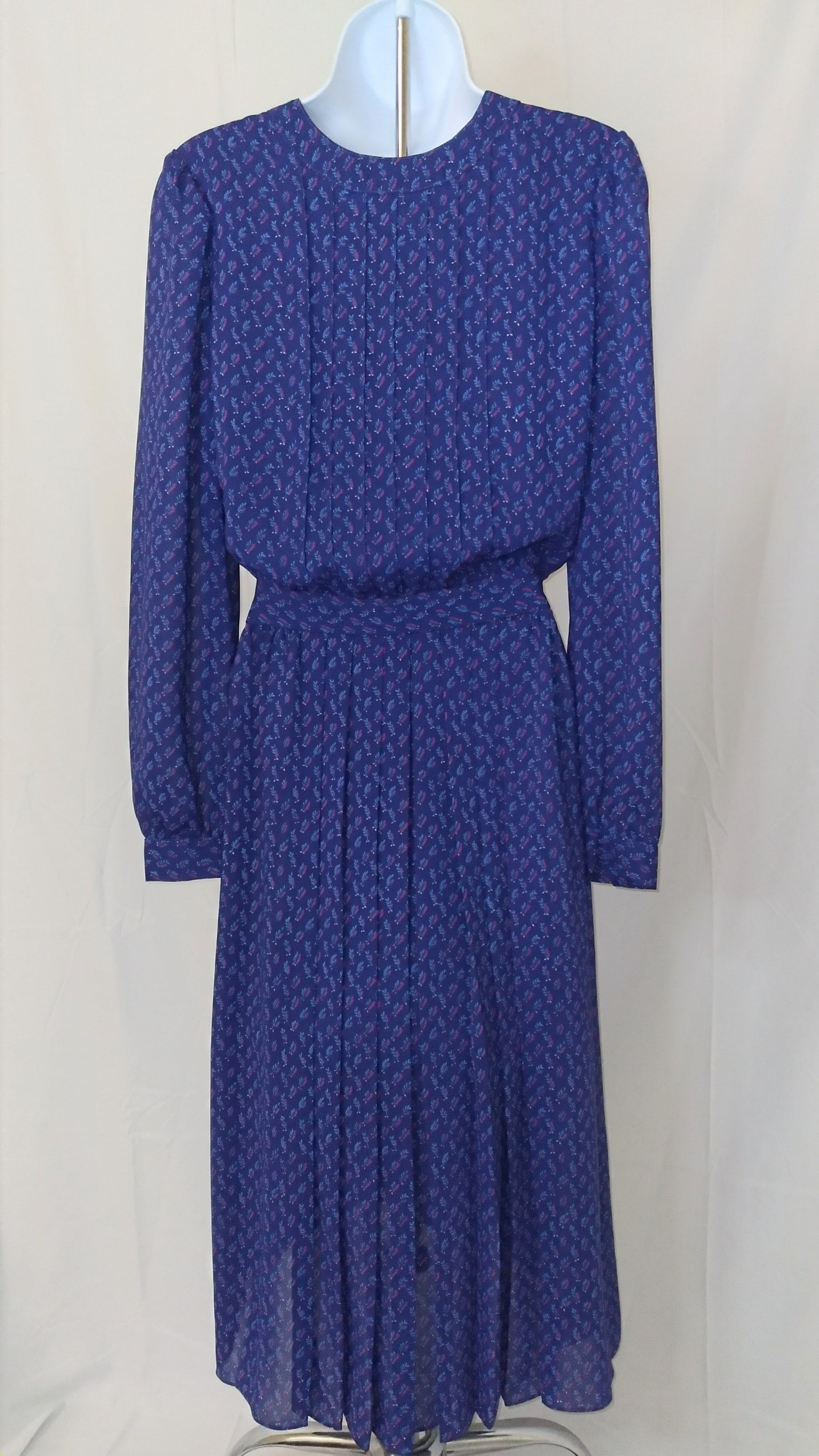 Vintage 80’s Navy Blue Floral Office Dress by Jt Dress Shop THRILLING