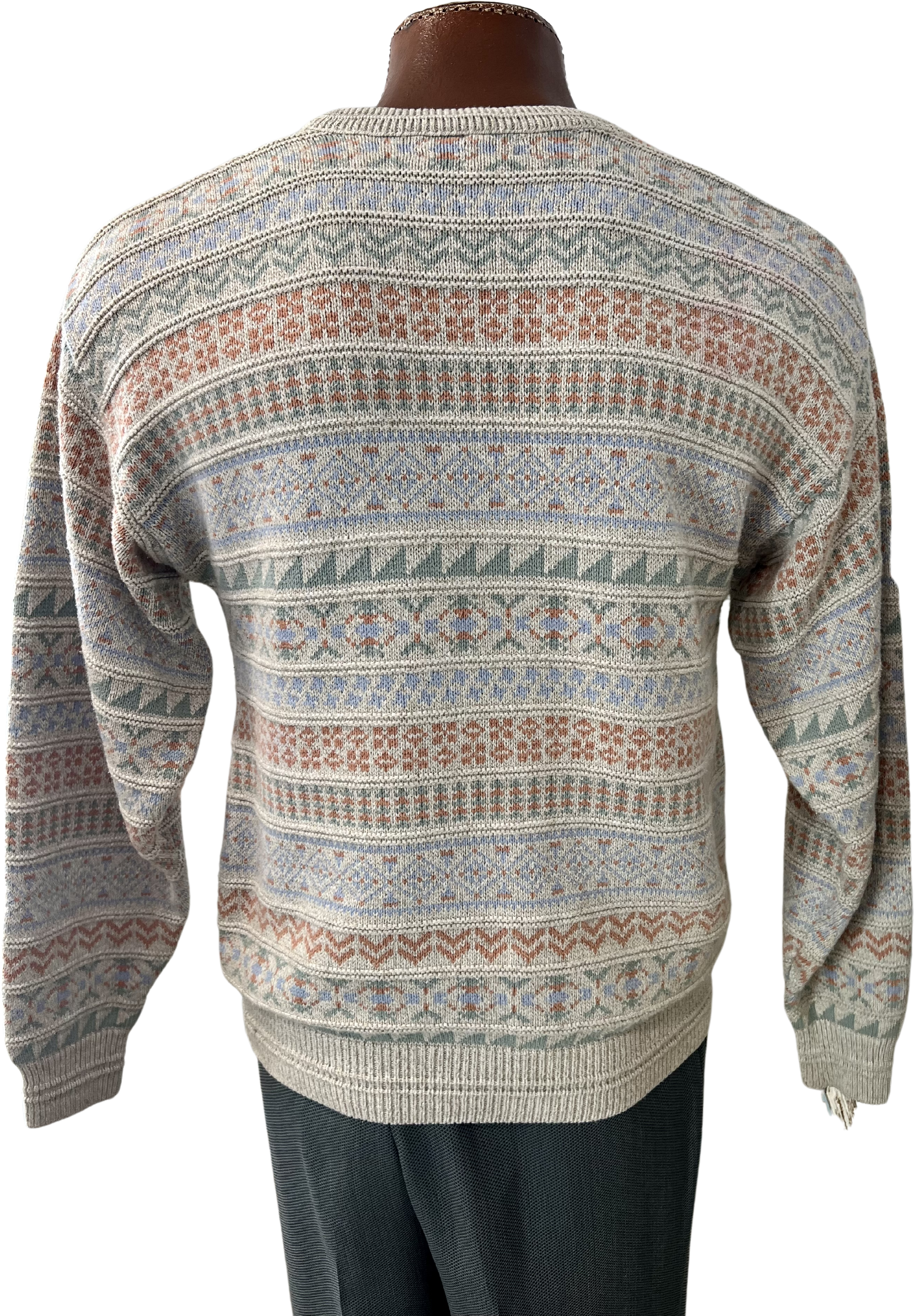 Vintage 80s/90s Men Multicolor Pastel Crewneck Sweater By Jantzen