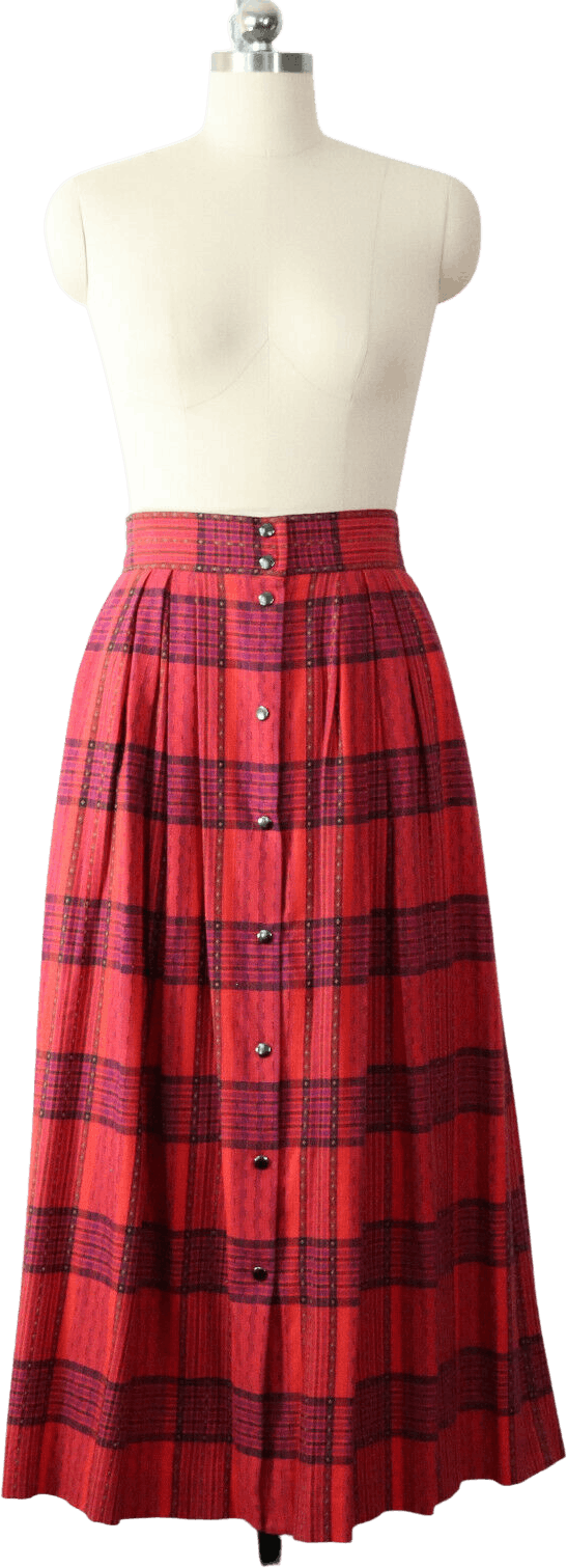 Vintage 90's Woven Plaid Midi Skirt | Shop THRILLING