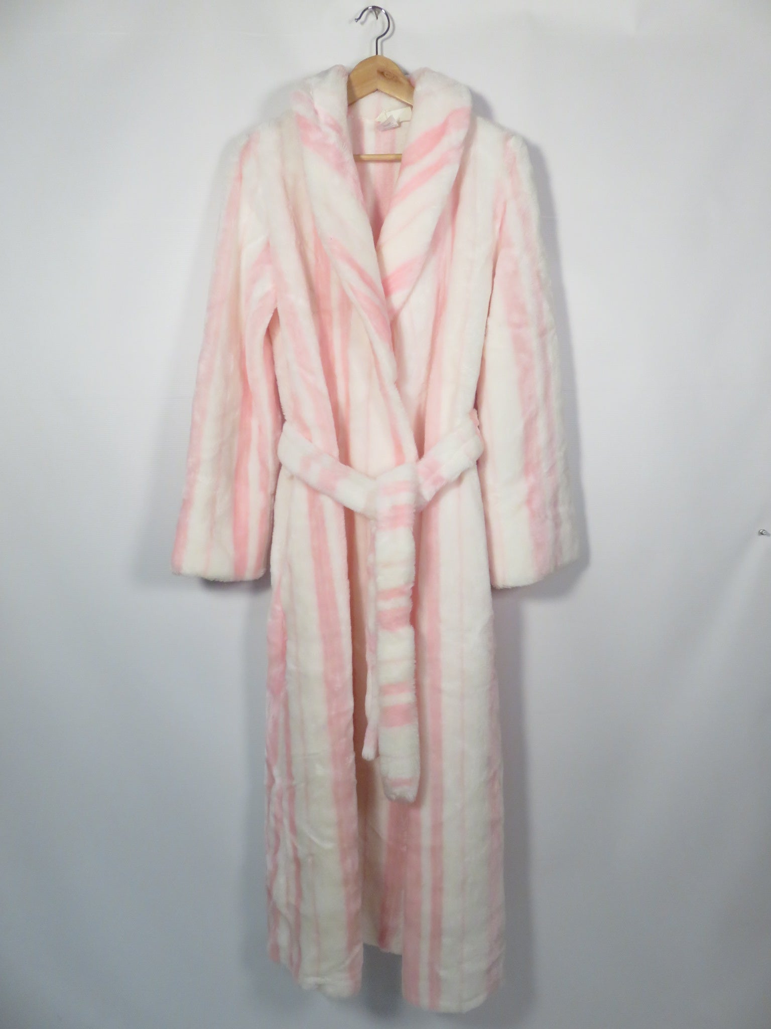 Vintage 70s/80s Plush Cotton Candy Pink Striped Full Length Robe By A ...