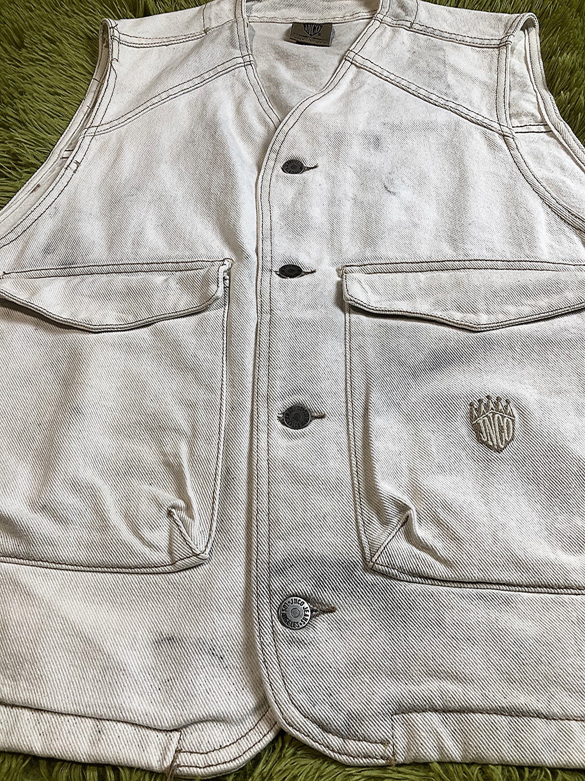 Vintage Jnco Men's Distressed White Button Up Work Vest by Jnco | Shop ...