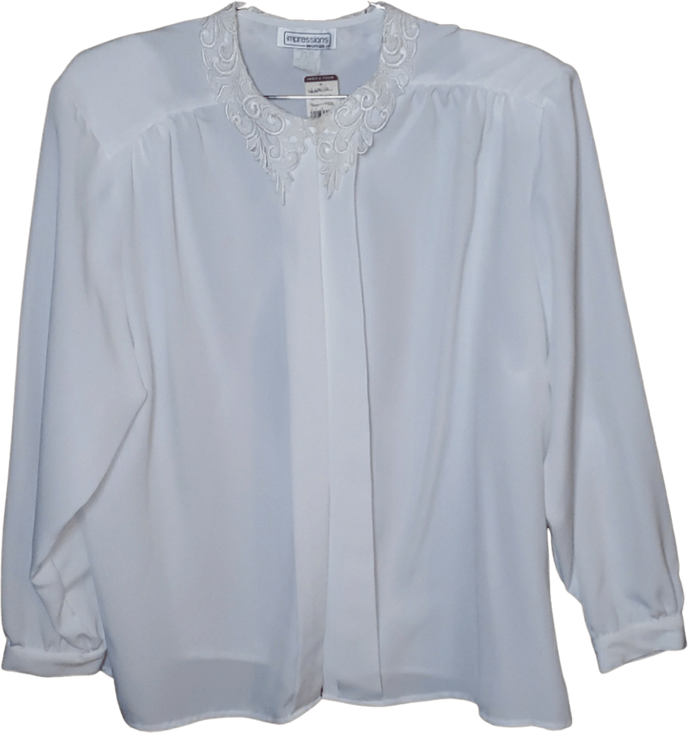Vintage White Blouse with Lace Collar by Impressions | Shop THRILLING