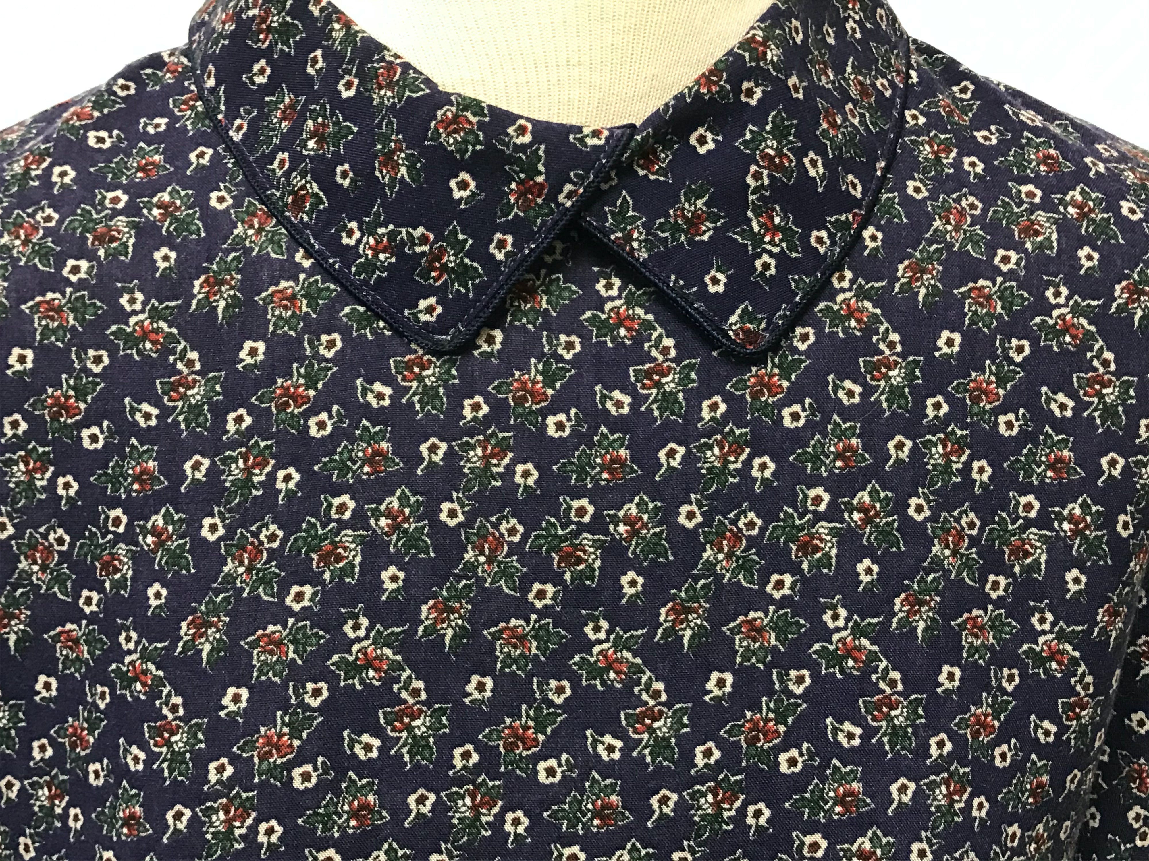 Vintage Floral Collard Blouse with Buttons Up Back by Carroll Reed