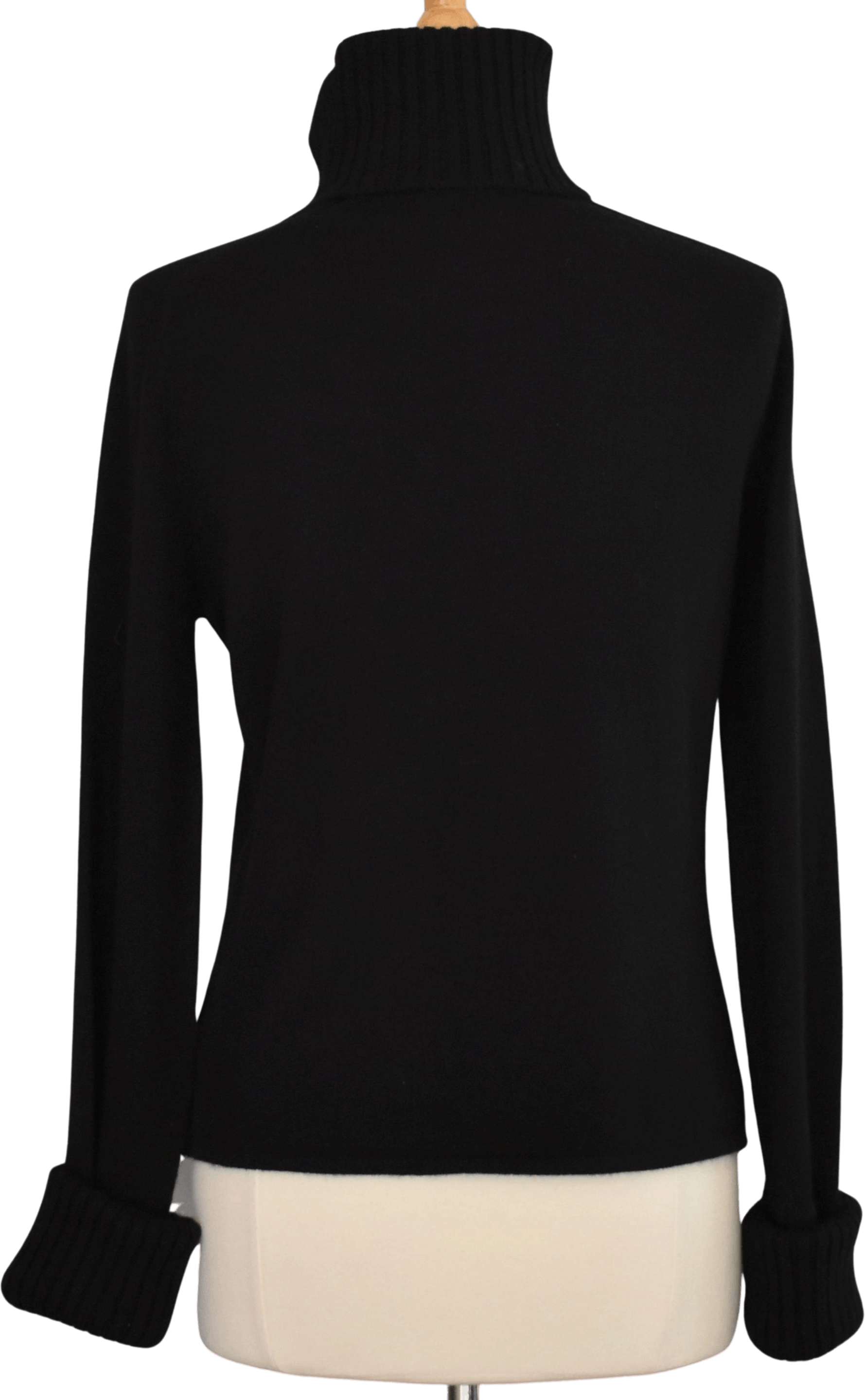 Vintage Split Collar Black Cashmere Minimalist Turtleneck Sweater by ...