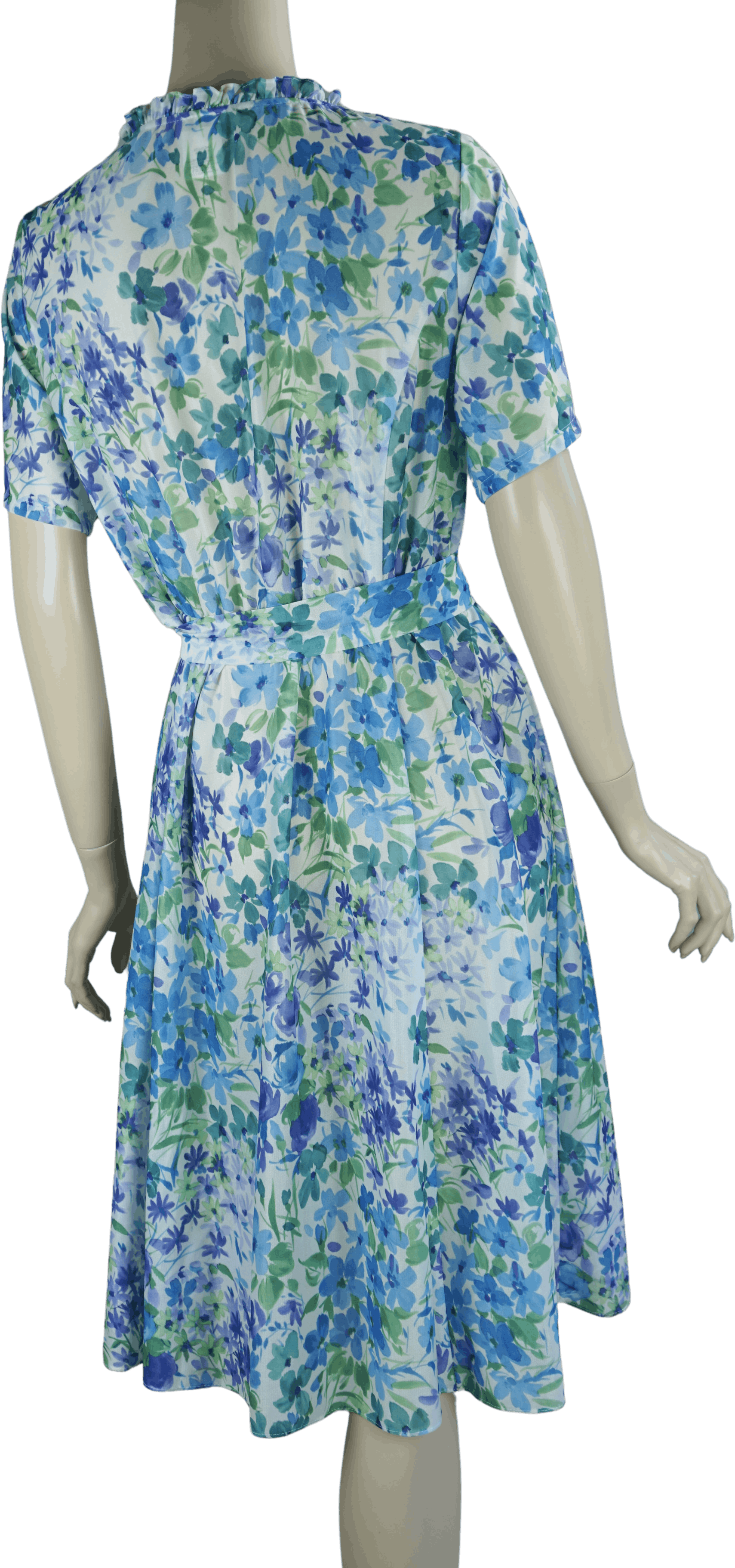 Vintage 90's Sheer Blue Floral Short Sleeve Summer Dress by Vicki Wayne