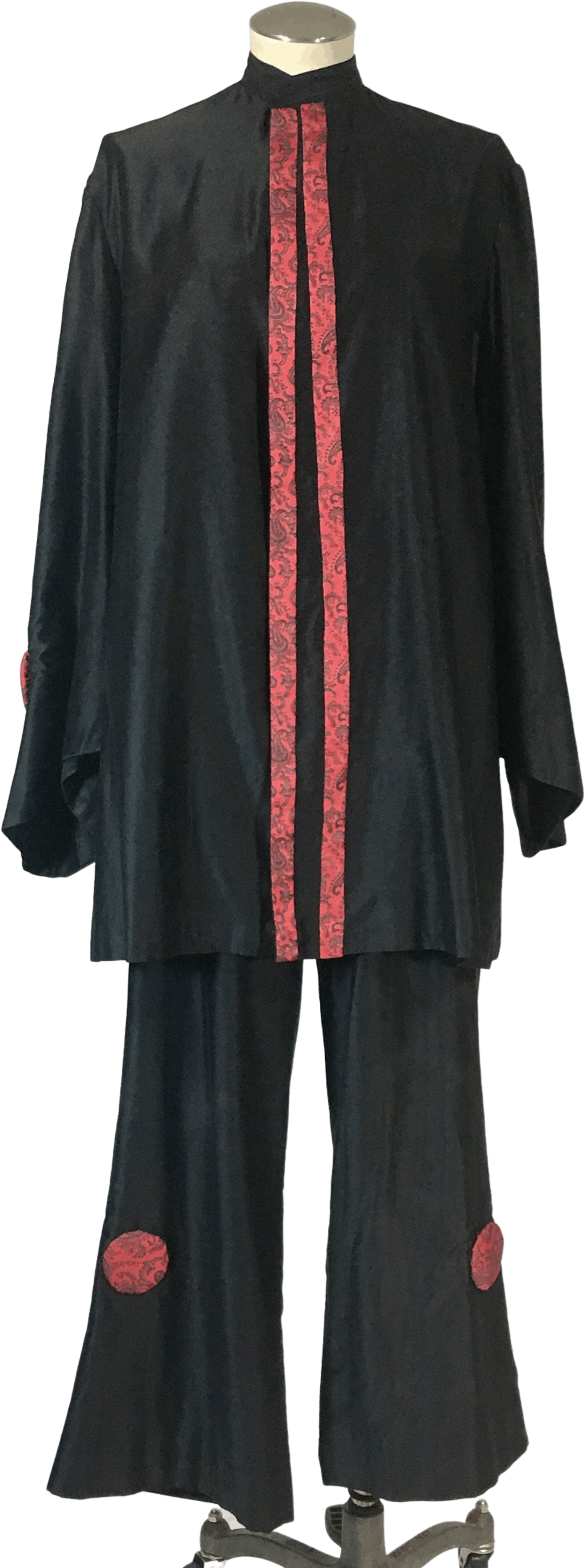 Vintage Antique 20's Black Silk Lounge Pajamas with Paisley Details by ...