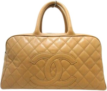 Vintage 90s/00s Beige Caviar Bowling Bag With Coa By Chanel