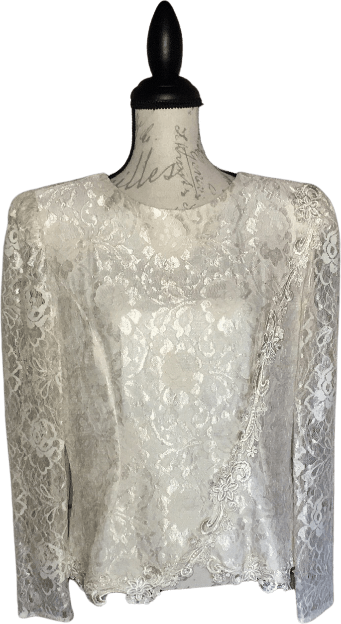 Vintage 80's Lace Long Sleeve Blouse by David Rose | Shop THRILLING