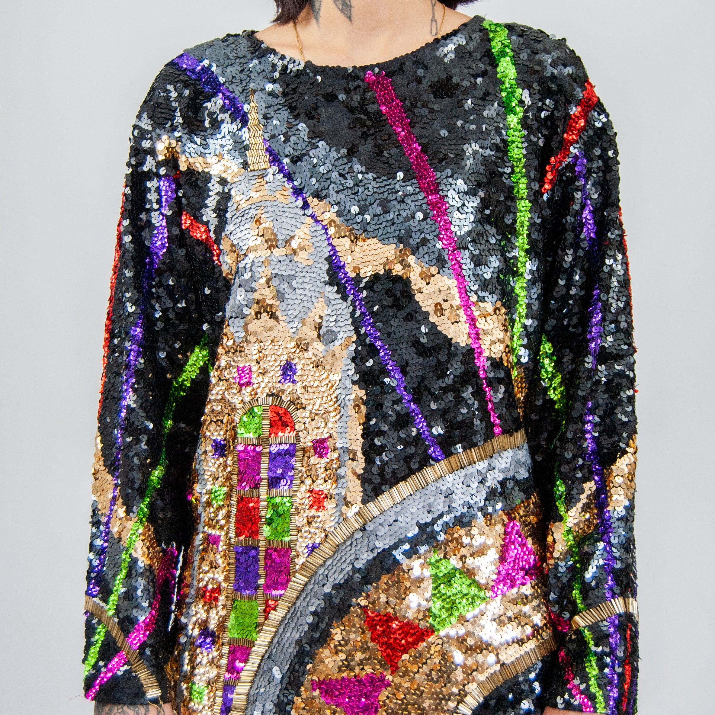 Vintage 80s/90s Sequin Chrysler Building Blouse By Cedars | Shop THRILLING
