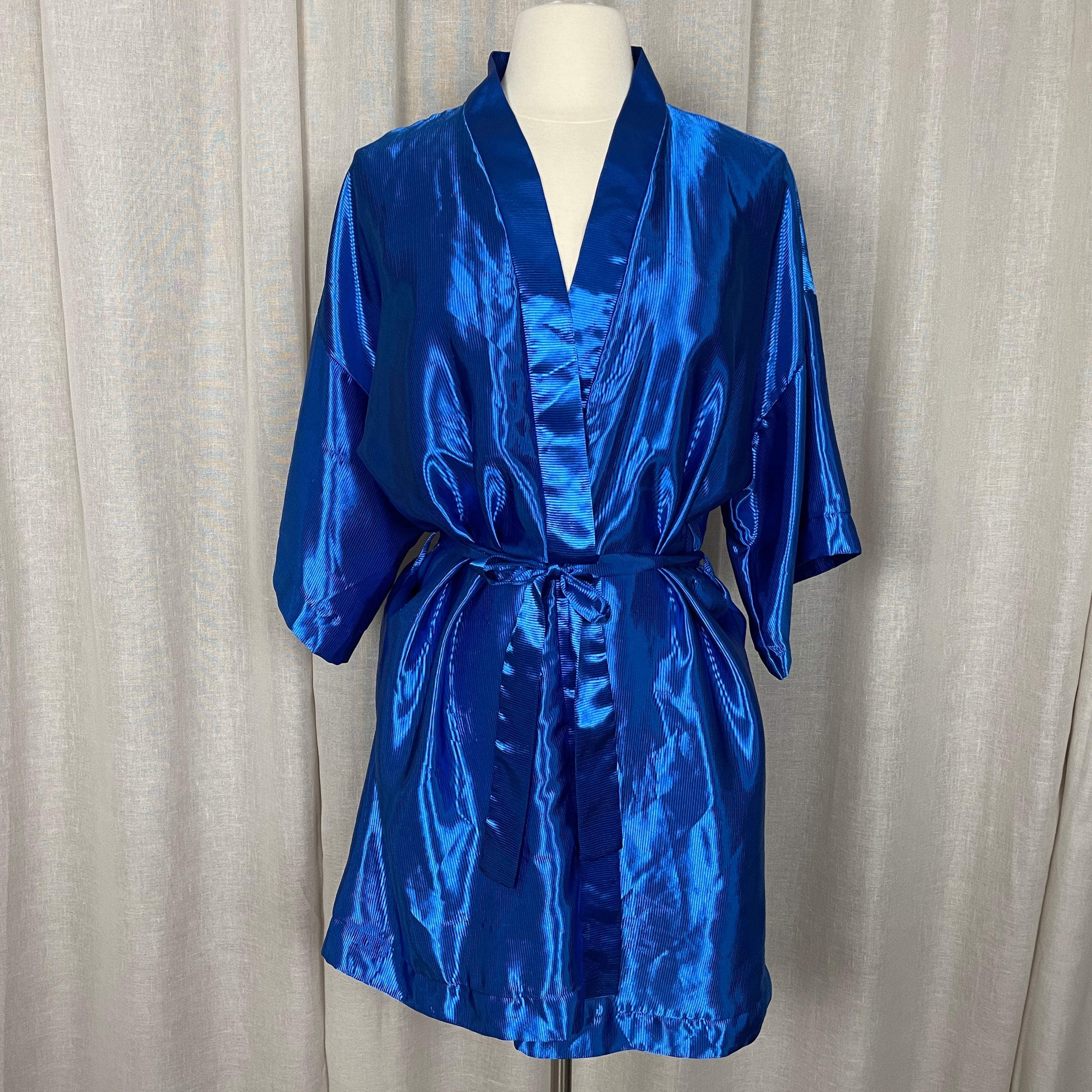 90s Robe Vintage 90s Womens Robe One Size Blue Satin Lingerie By Frederick's of ...