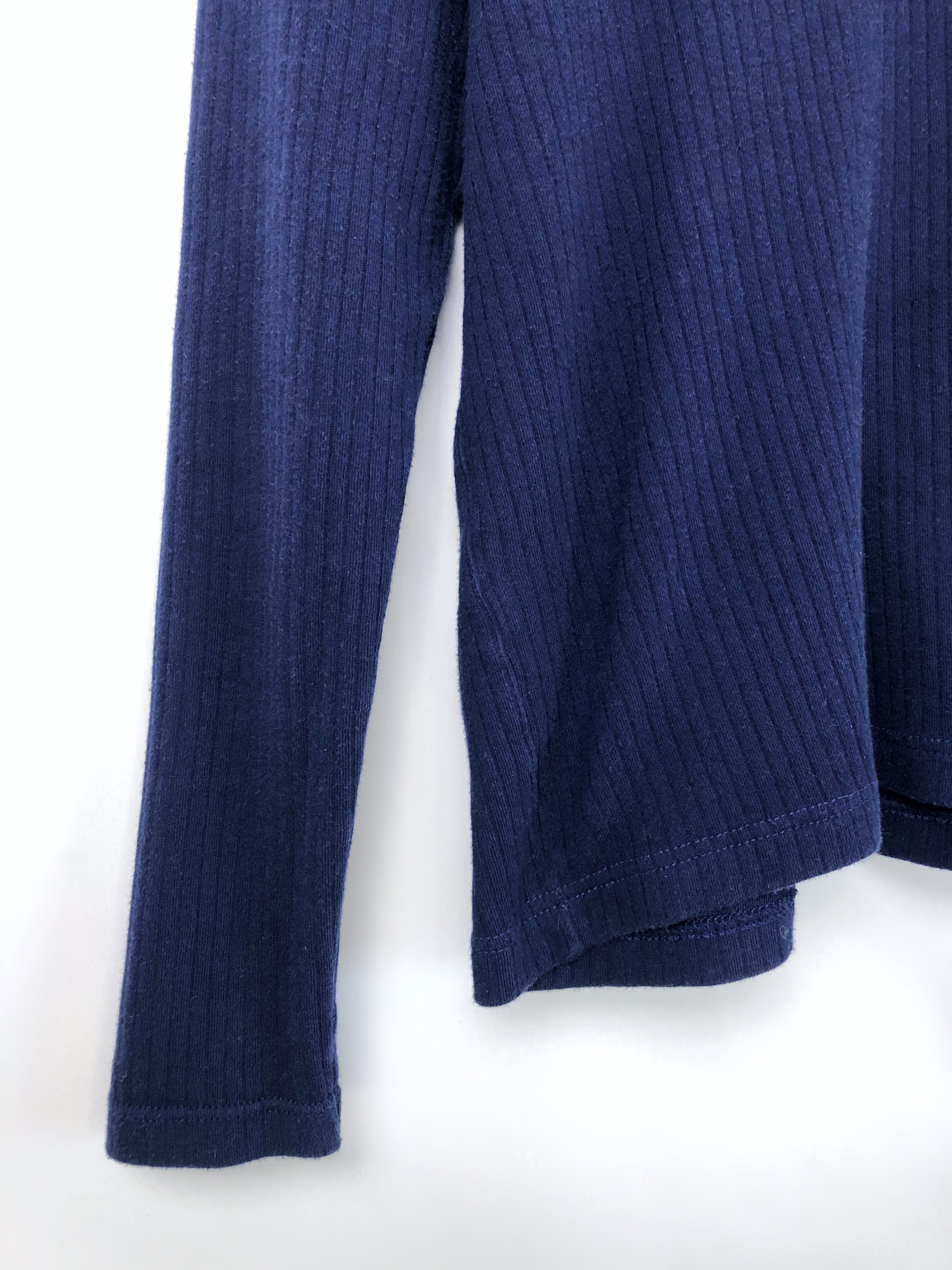 Vintage 90’s Navy Blue Ribbed Cotton Mock Neck Turtleneck | Shop THRILLING