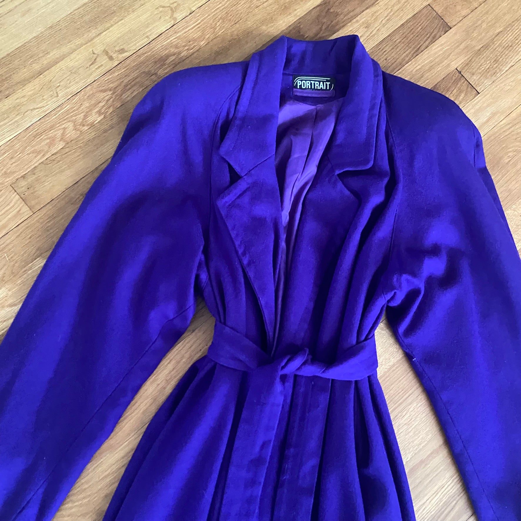 Vintage 80s Purple Wool Coat By Portrait | Shop THRILLING