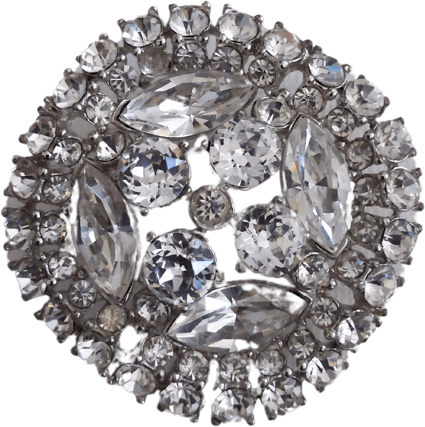 Vintage 50's Rounded Rhinestone Brooch by Bogoff Shop THRILLING