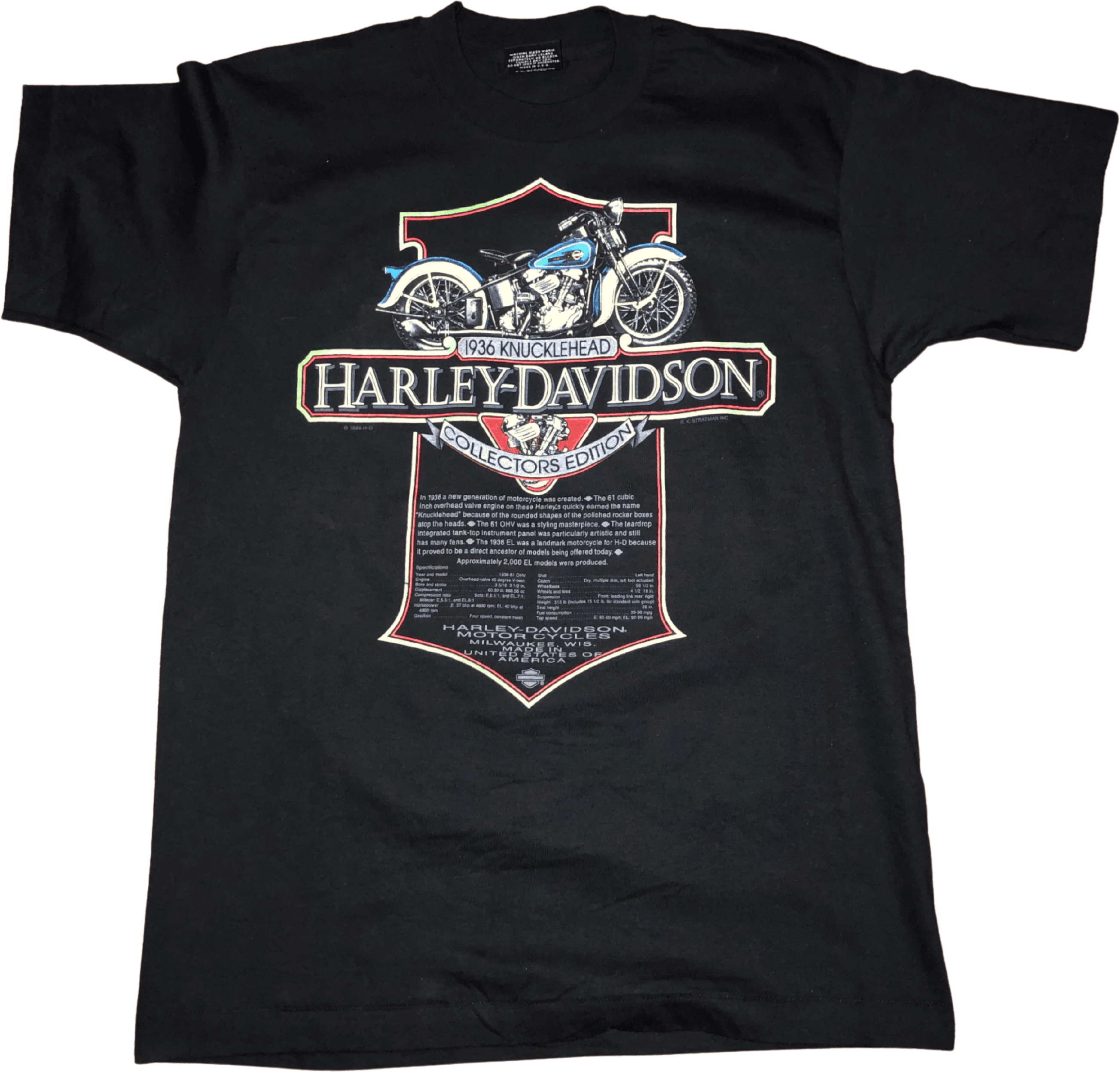 Vintage 90's Harley Davidson Knucklehead T-Shirt by Harley Davidson ...