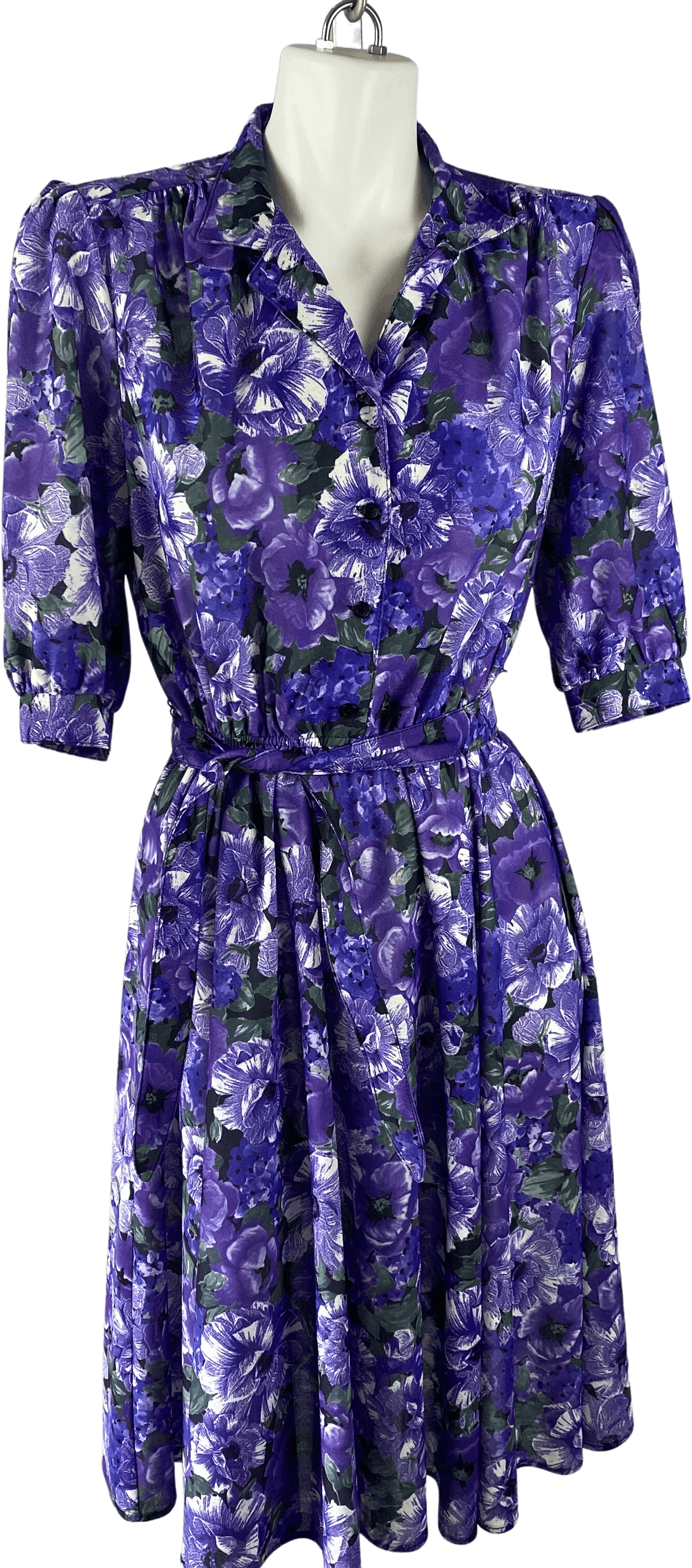 Vintage 80's purple shirt dress L Willi of California