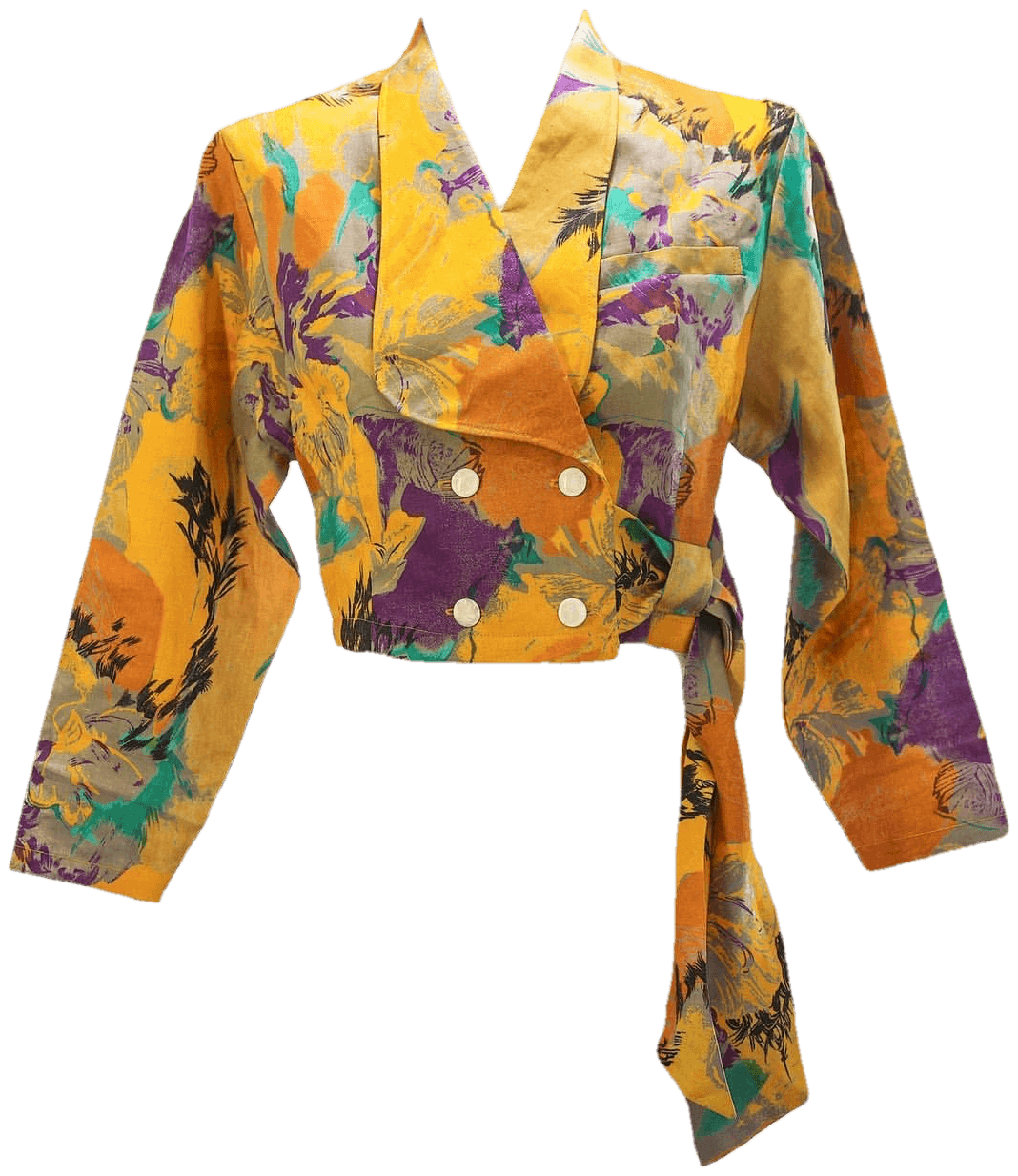 Vintage 80's Cropped Double Breasted Abstract Floral Jacket | Shop ...