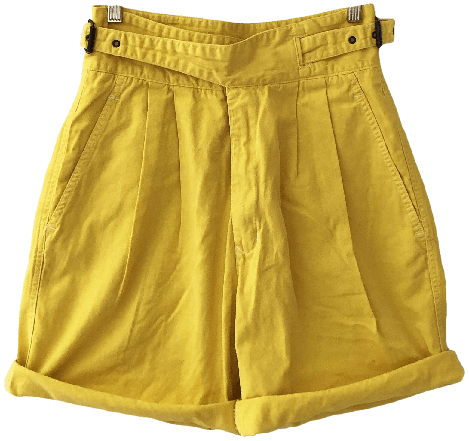 Vintage 80's High Waist Sunny Yellow Pleated Shorts | Shop THRILLING