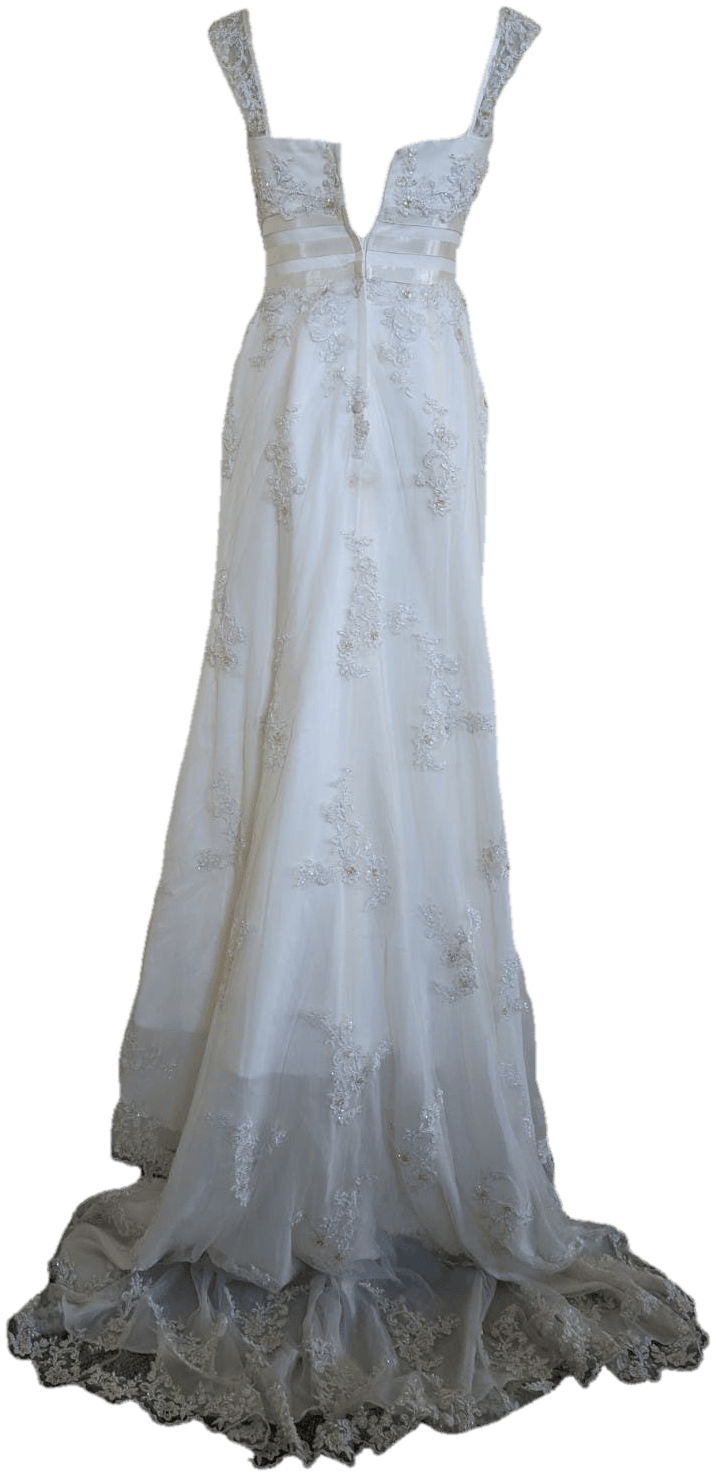 Vintage 80s Sleeveless Ivory Wedding Gown with Beaded Lace ...
