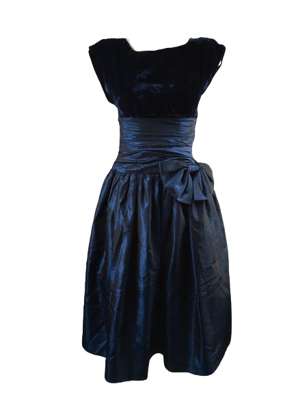 Vintage 90's Navy Blue Taffeta Prom Dress | Shop THRILLING