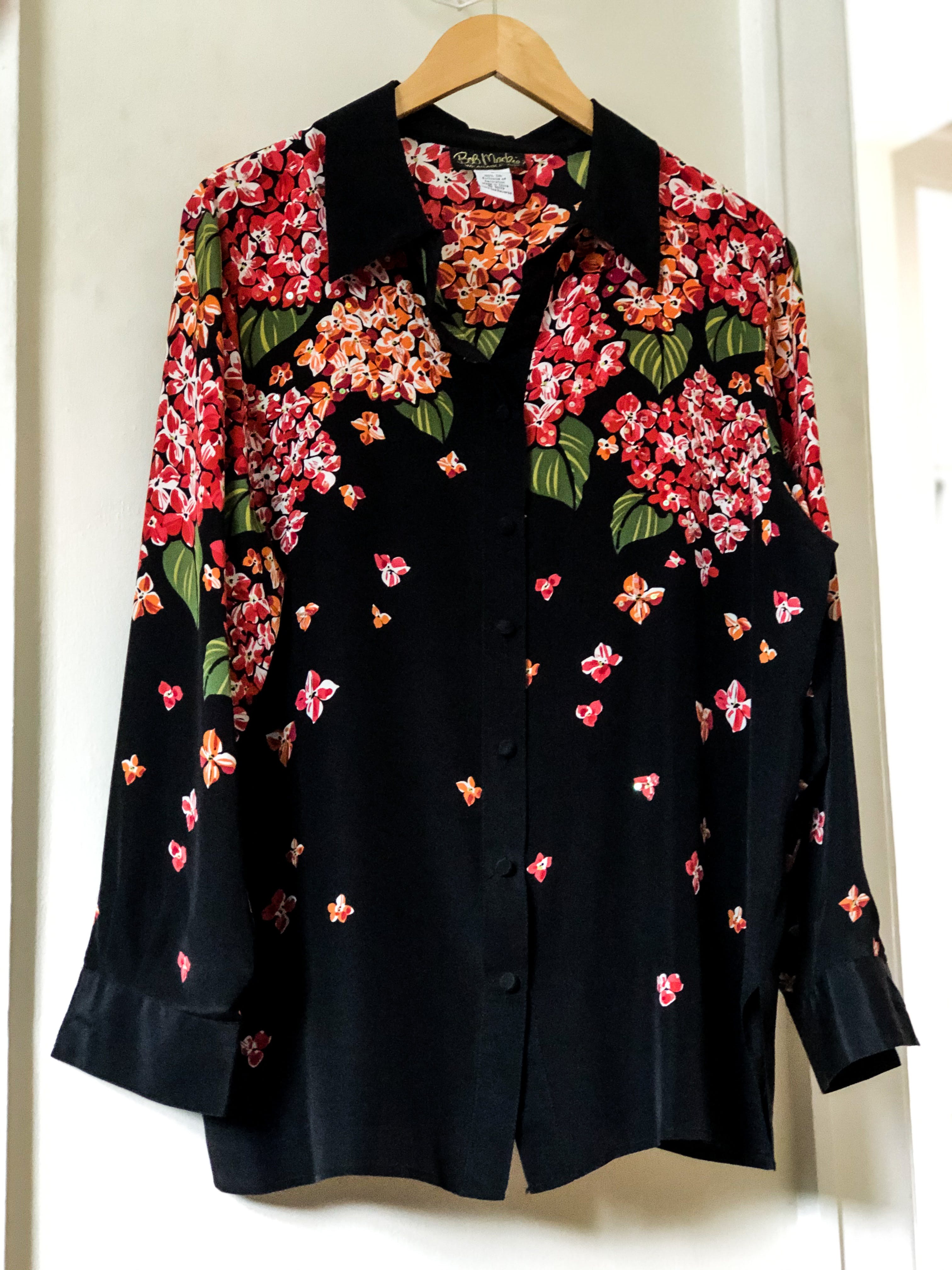 Vintage 70’s Beaded Floral Silk Blouse by Bob Mackie Wearable Art ...