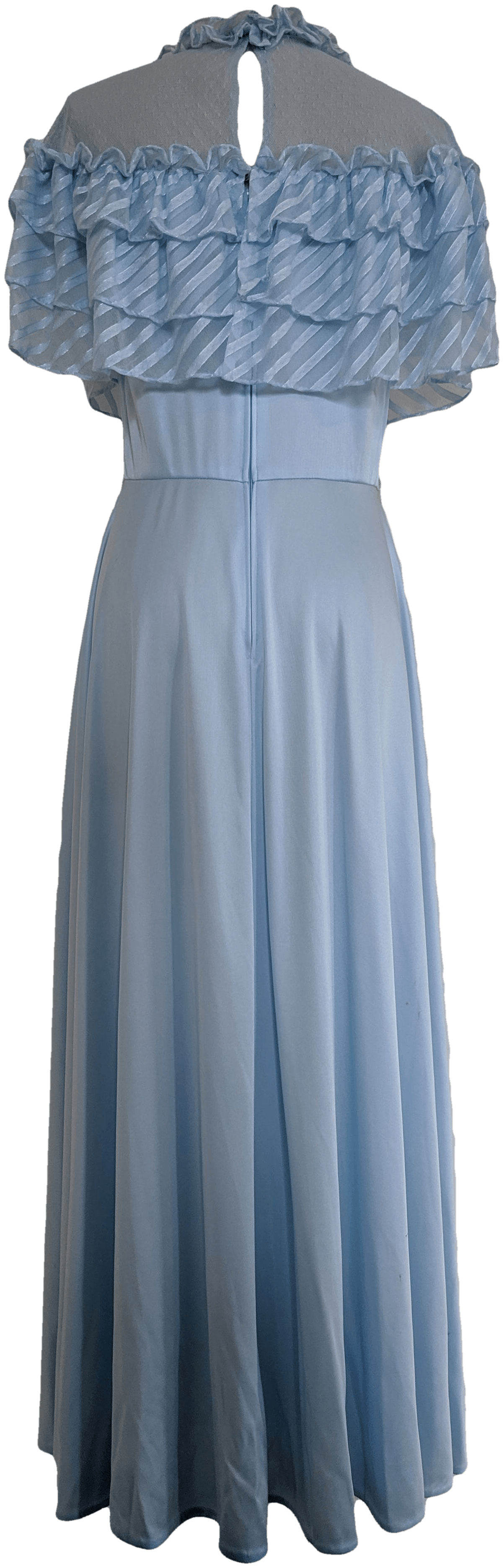 Vintage Light Blue Layered Ruffle Dress with Sheer Neckline | Shop ...