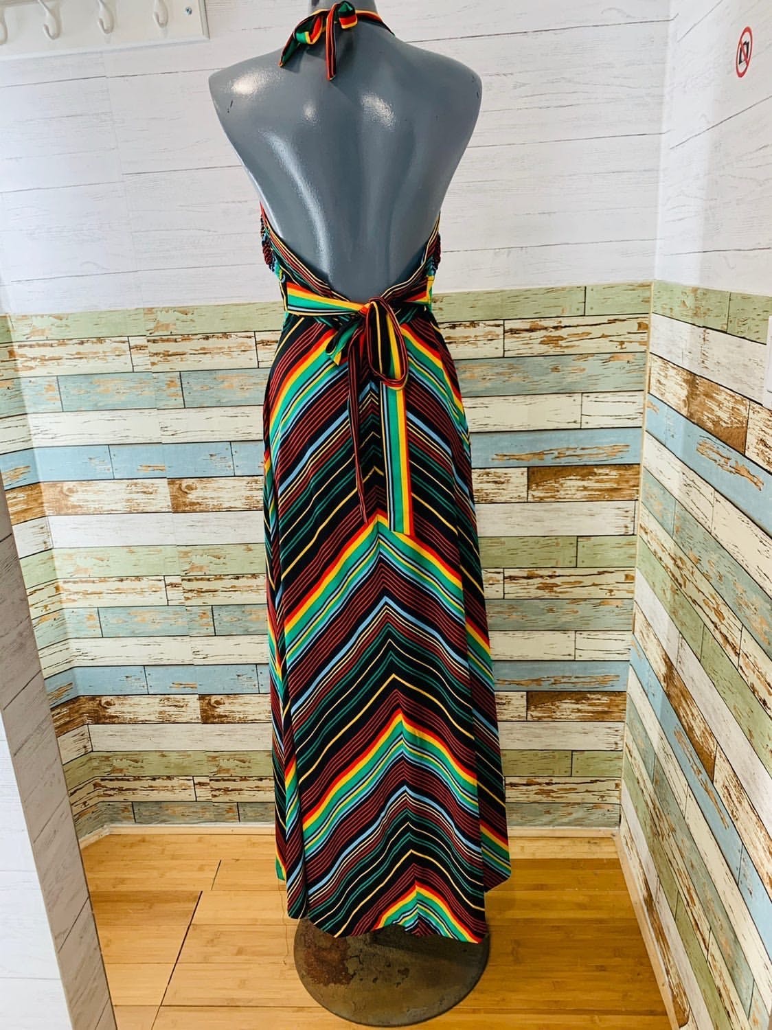 Vintage 70's Maxi Halter Rainbow Dress | Shop THRILLING