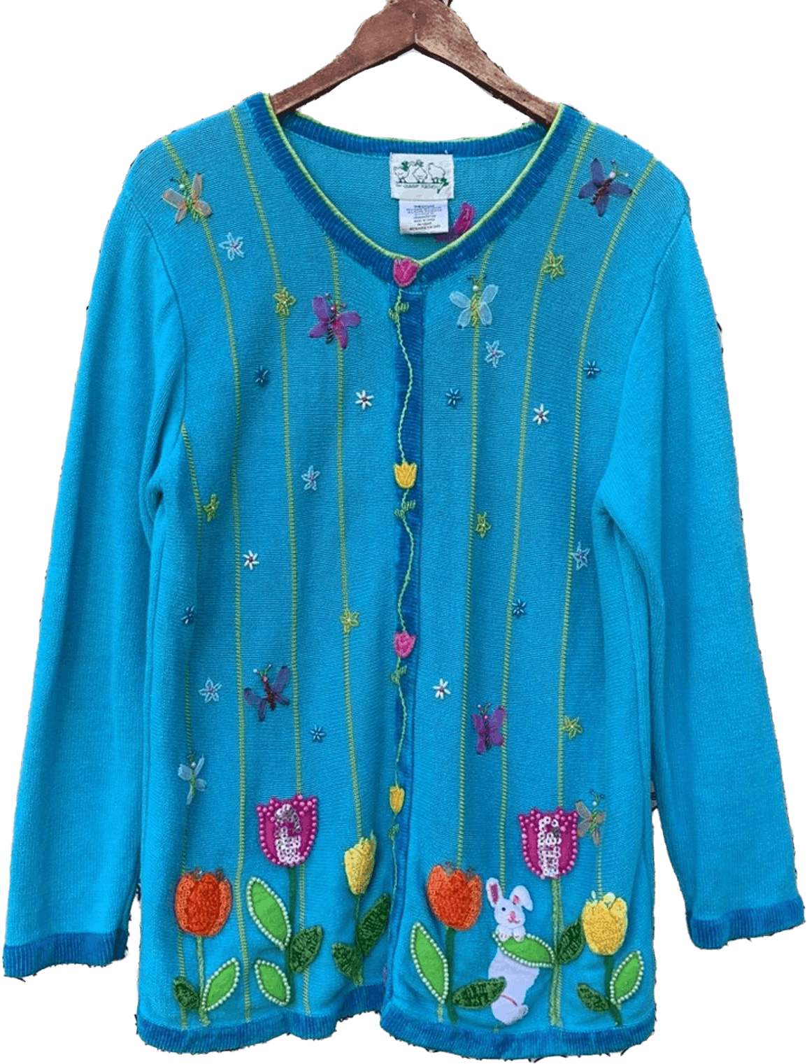 Vintageblur Cardigan Spring Flowers Embroidered Embellished by Quacker ...