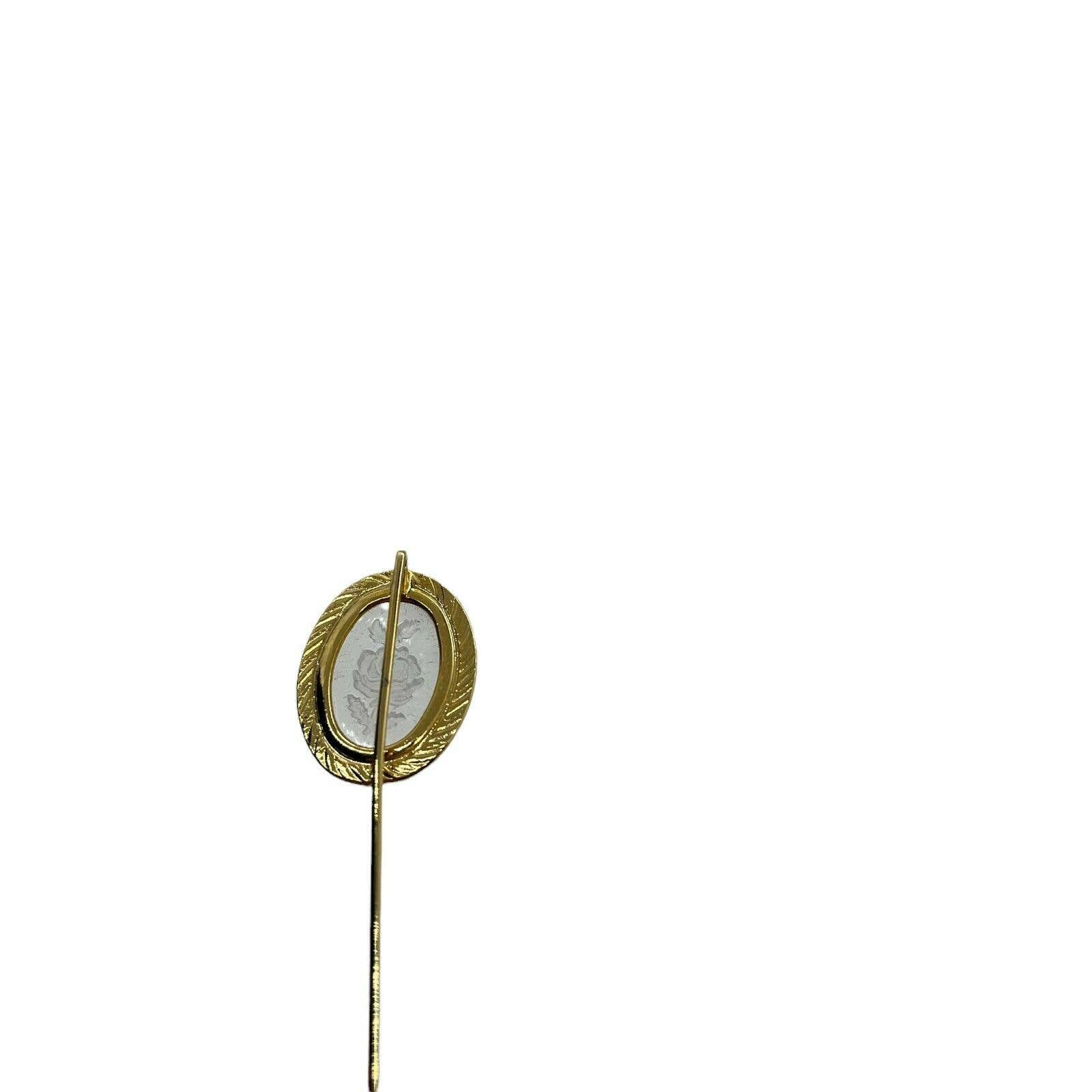 Vintage Womens Gold Tone Reverse Carved Floral Classic Lapel Stick Pin ...