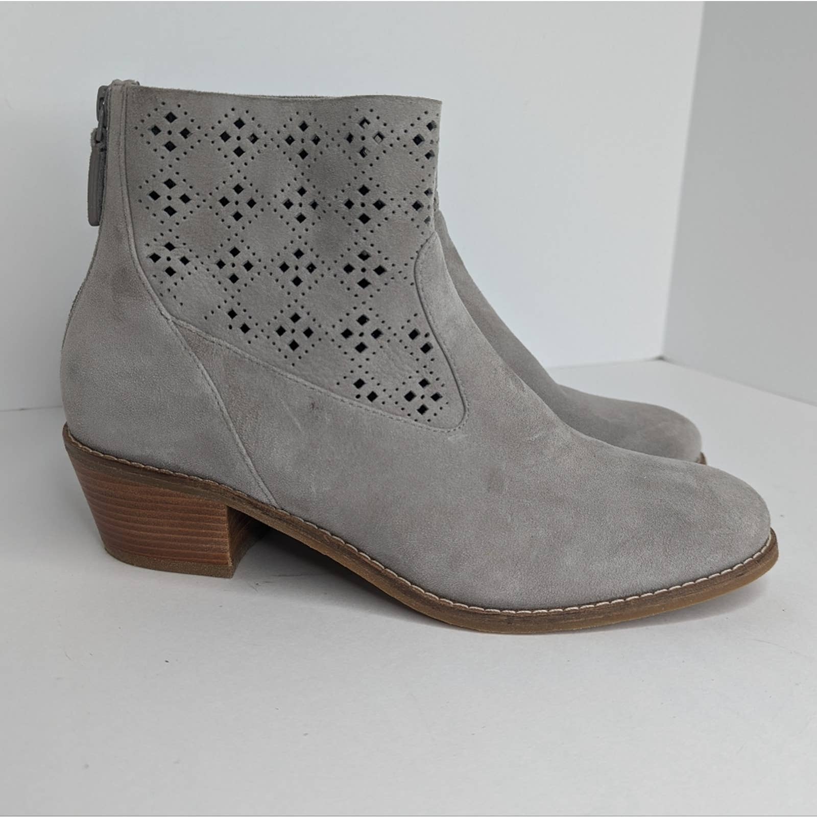 Vintage Cole Haan Suede Laser Cut Perforated Jane Booties Gray 7. 5 by ...