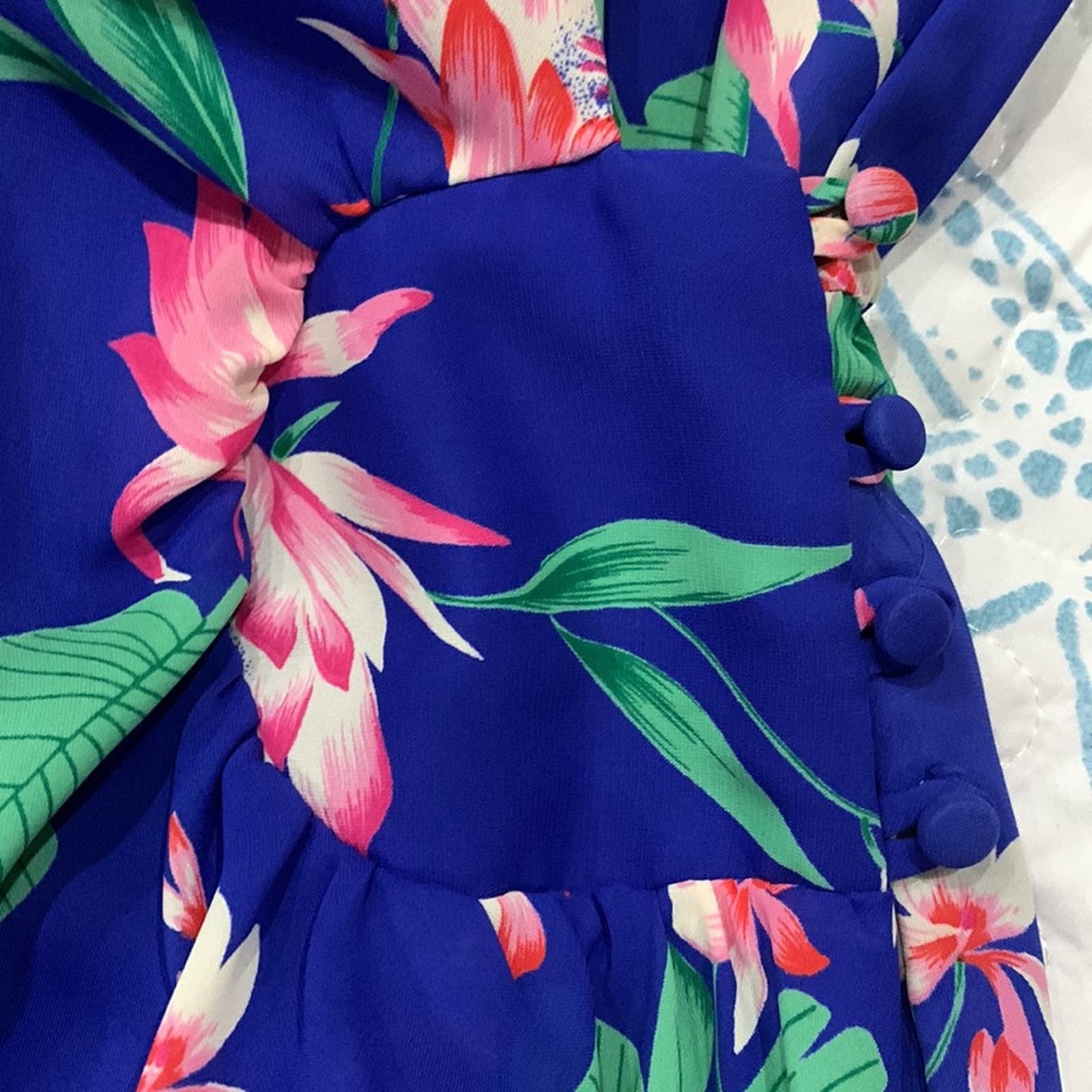 Vintage Sheer Tropical Print Side Ruched Dress Glenrob by Glenrob ...