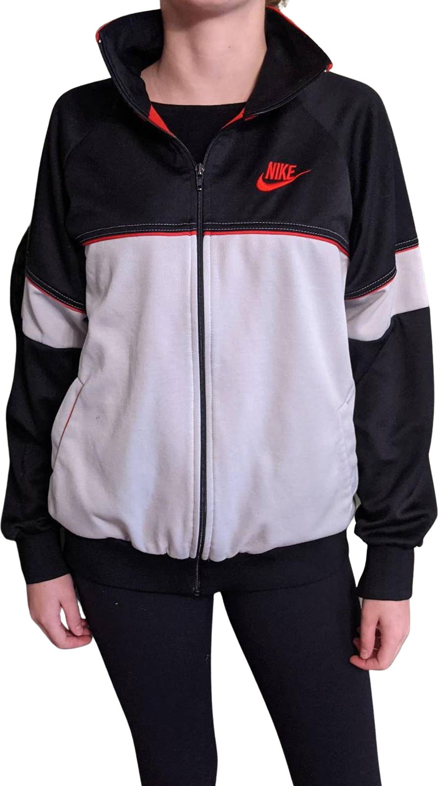Vintage 80s Red Black and Gray Track Jacket Windbreaker by Nike