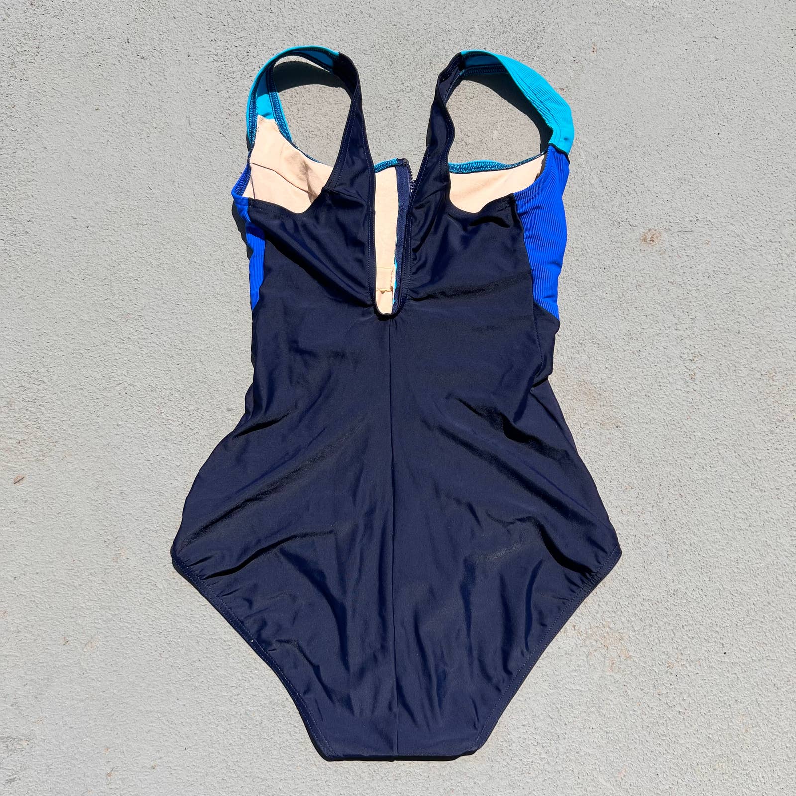 Vintage 90s Zipper Front Colorblock One Piece Swimsuit by Christina ...