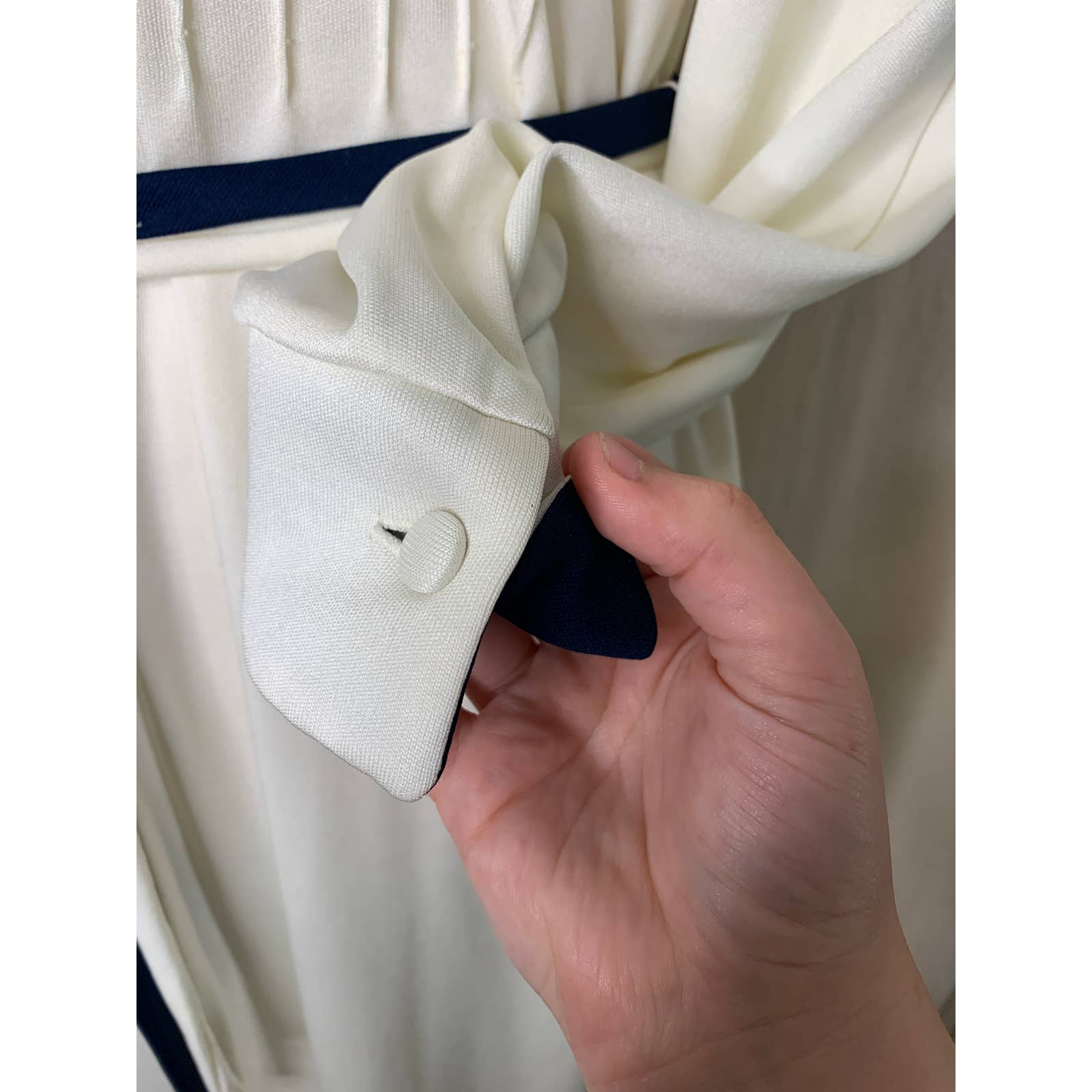Vintage 60s White and Navy Nautical Hostess Ribbon Belted Secretary Dr ...