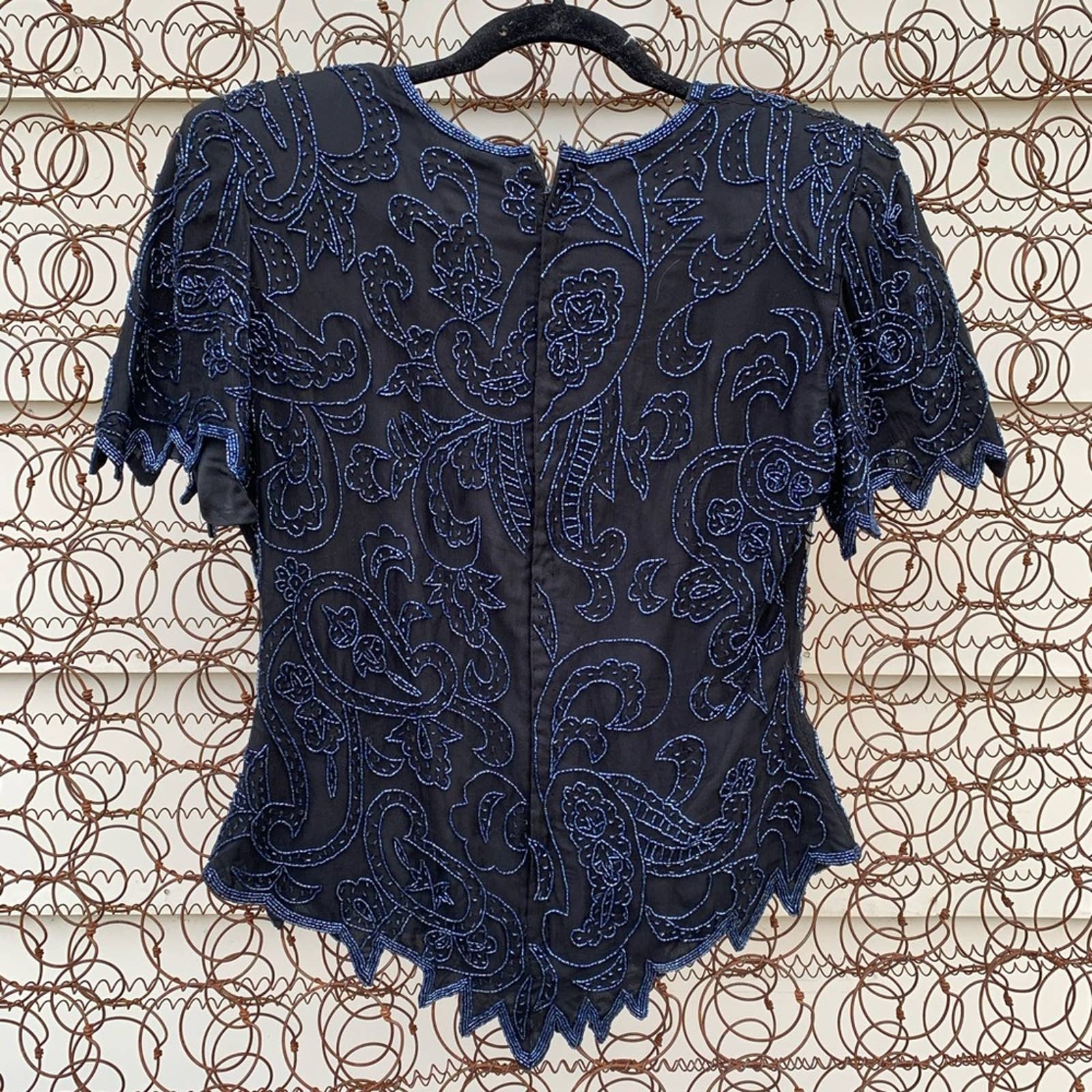 Vintage Laurence Kazar 80s Silk Beaded Blouse by Laurence Kazar | Shop ...