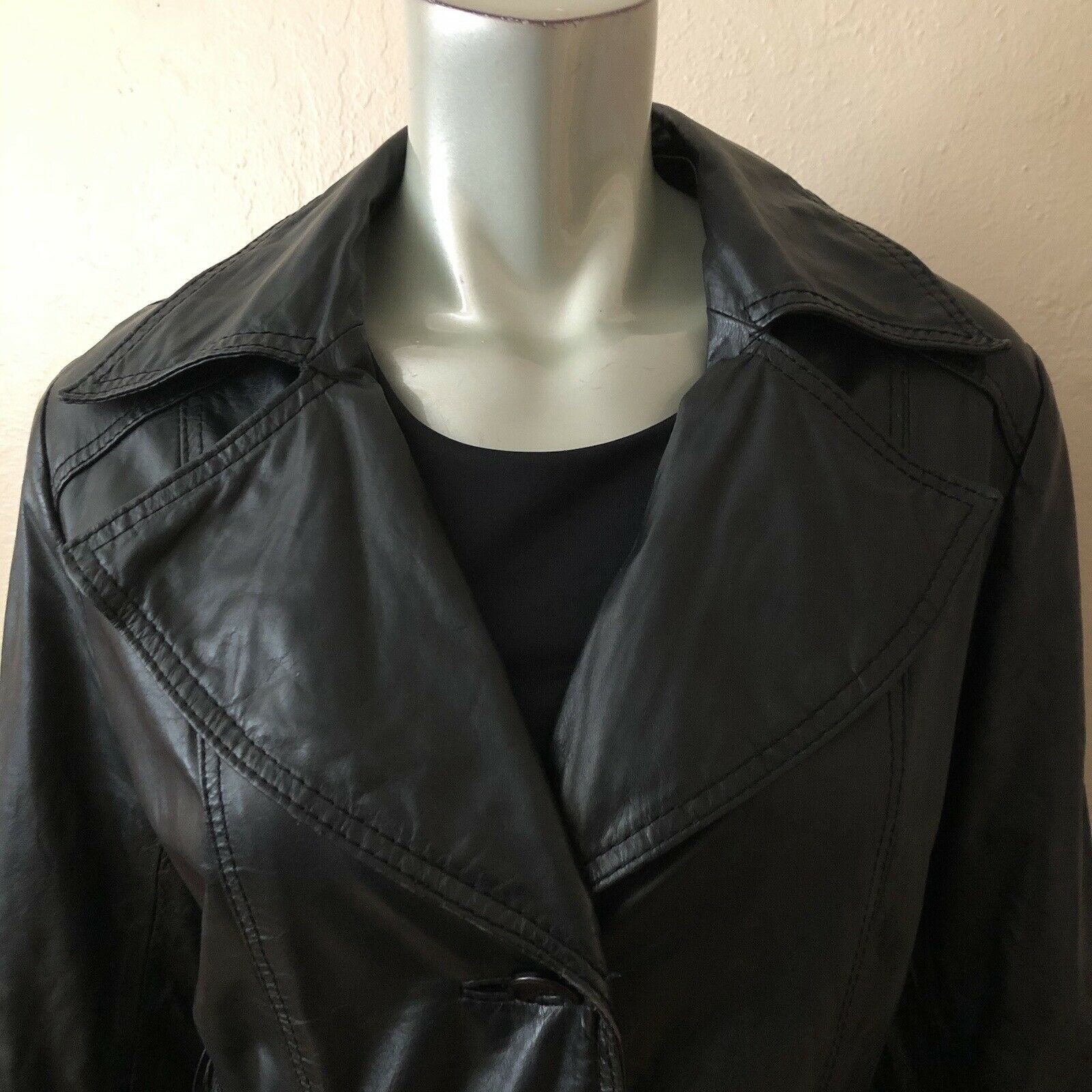 Vintage Suburban Heritage Long Black Leather Trench 11/12 by Suburban ...