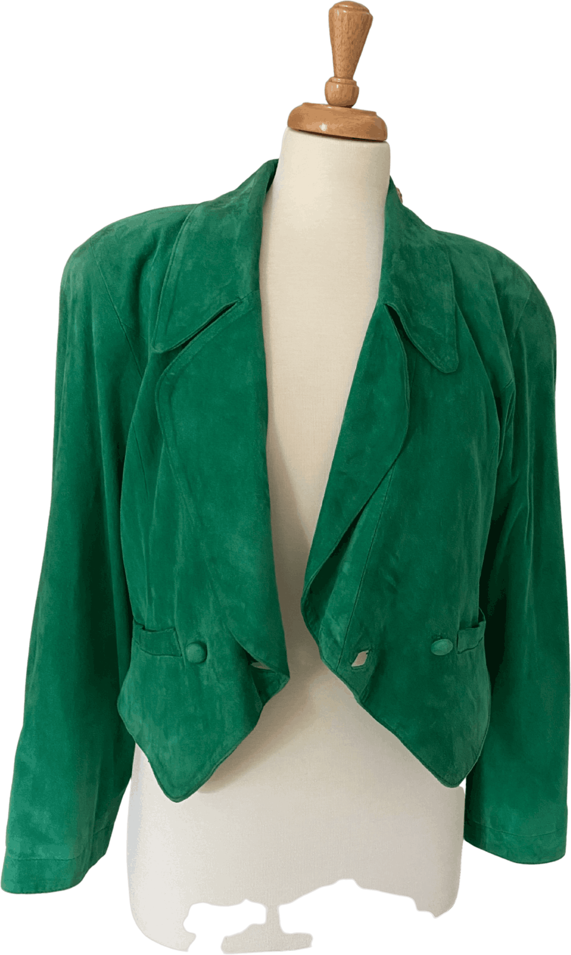 Vintage 80’s Green Suede Cropped Jacket and Short Set | Shop THRILLING