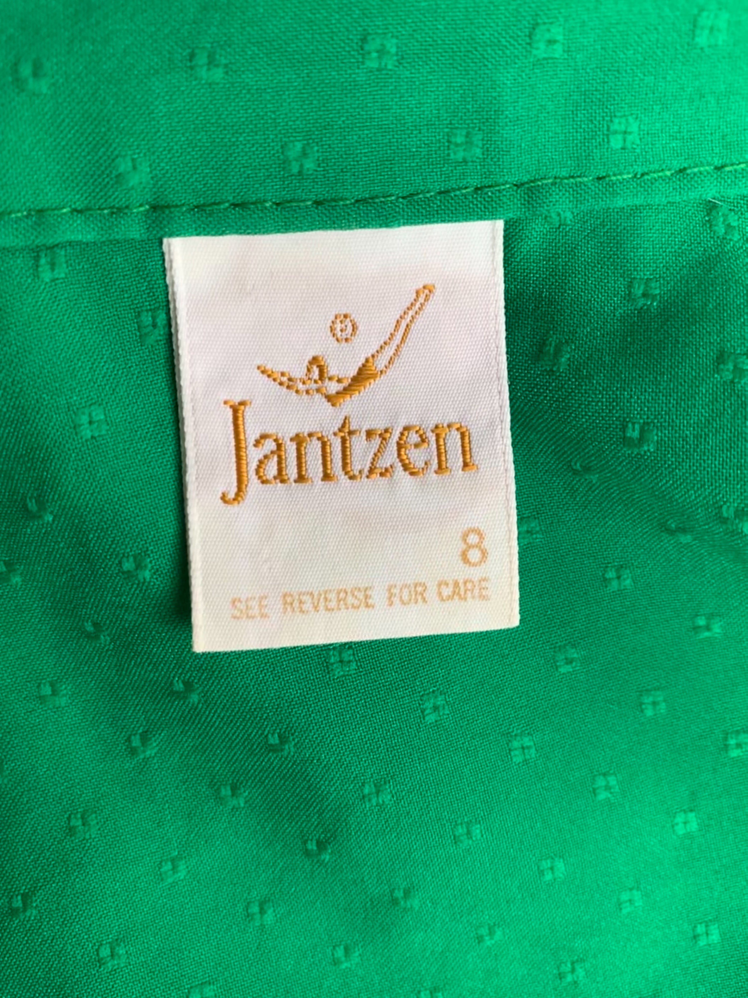 Vintage 80's Green Embroidered Puff Sleeve Button Up Blouse by Jantzen ...