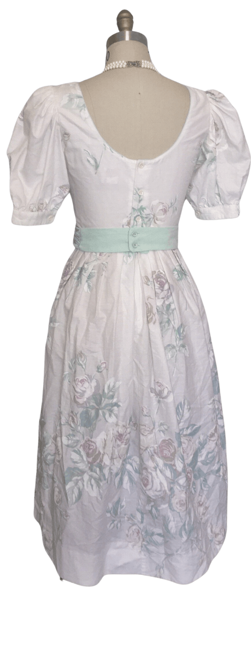 Vintage 80’s Pastel Floral Puff Sleeve Midi Dress by Petite Lanz | Shop ...