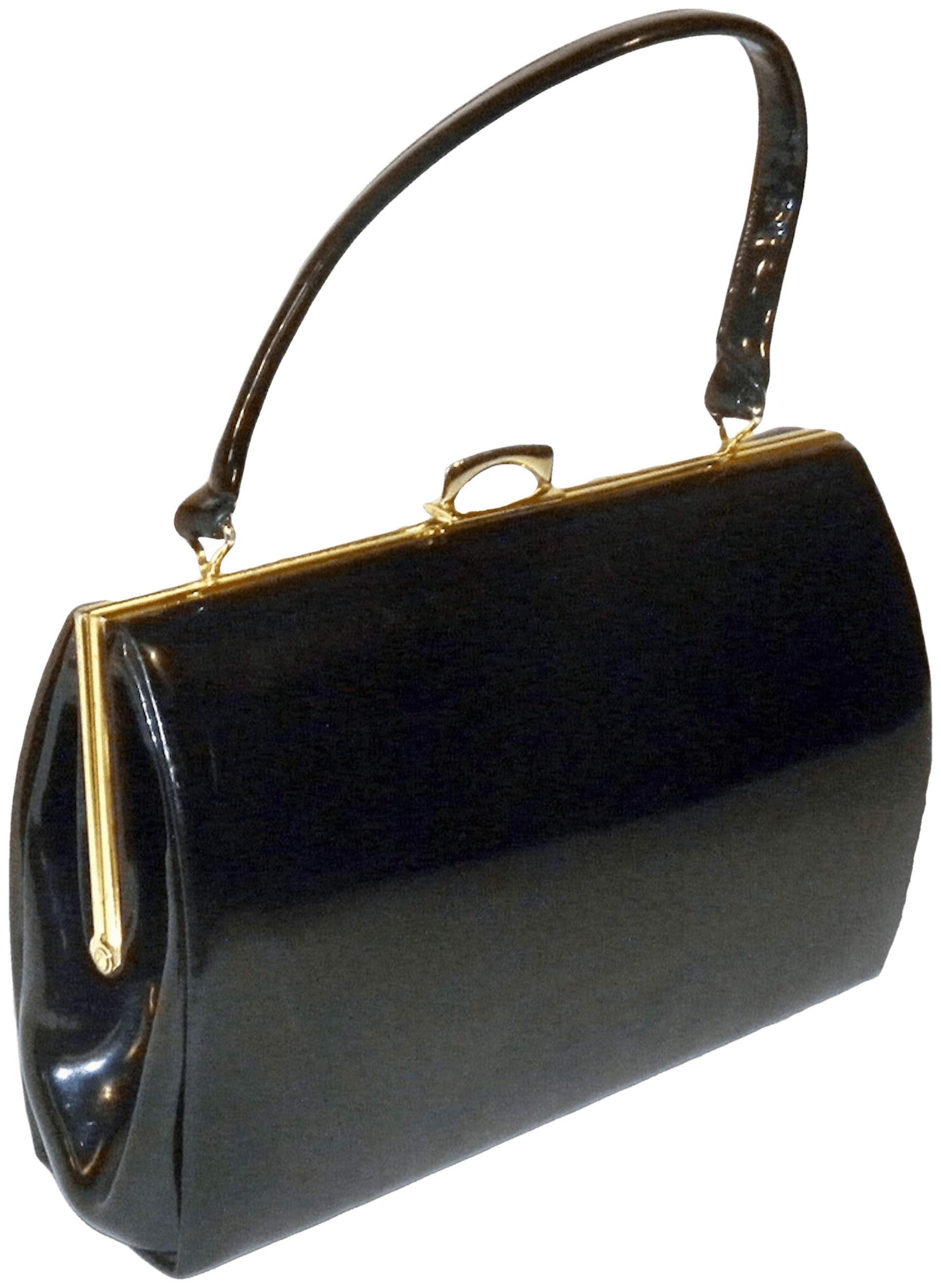 Vintage 60’s Black Patent Kelly Bag by Elbief Shop THRILLING