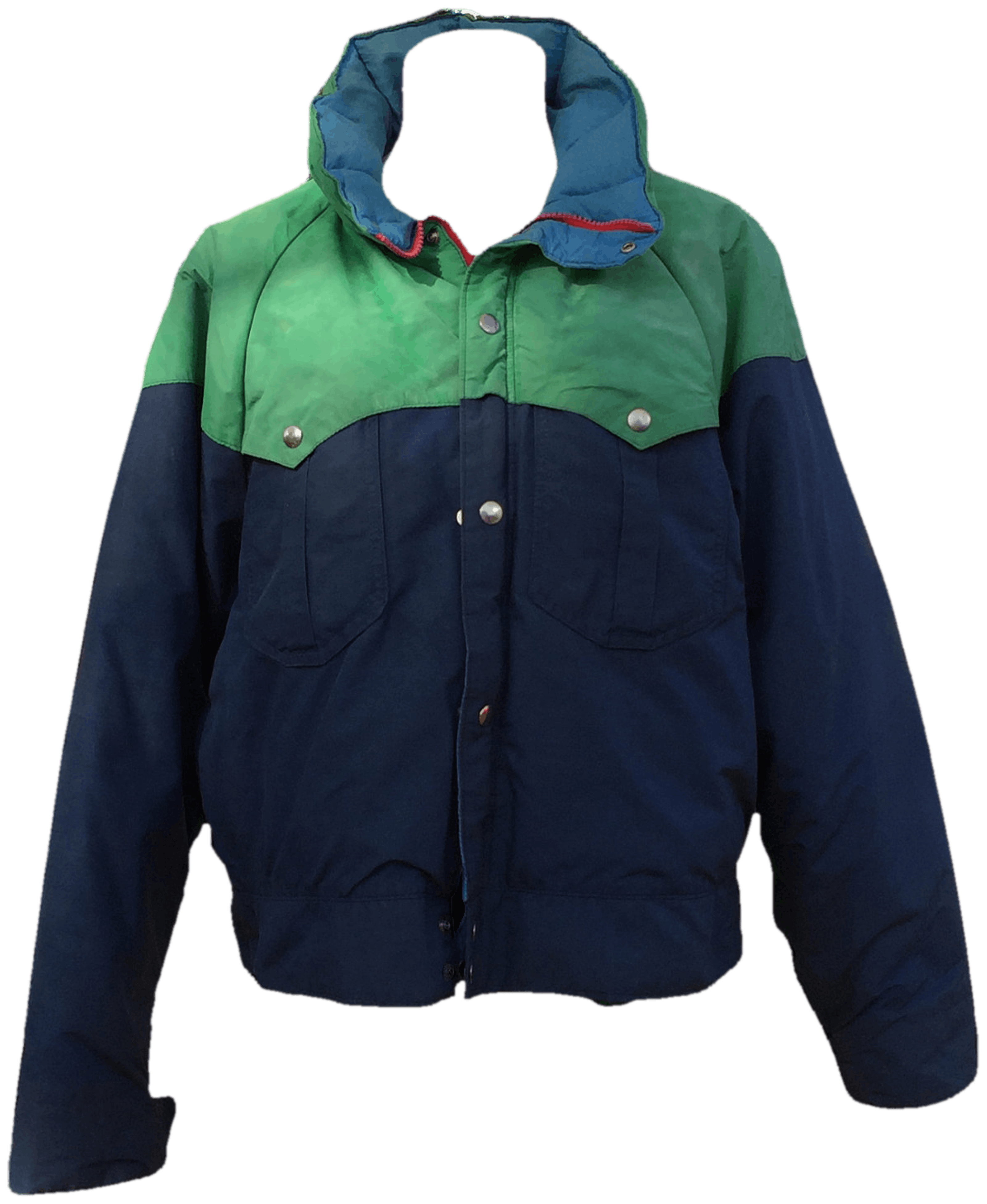 Vintage Navy Blue and Green Colorblock Parka Jacket by Denver Parka ...