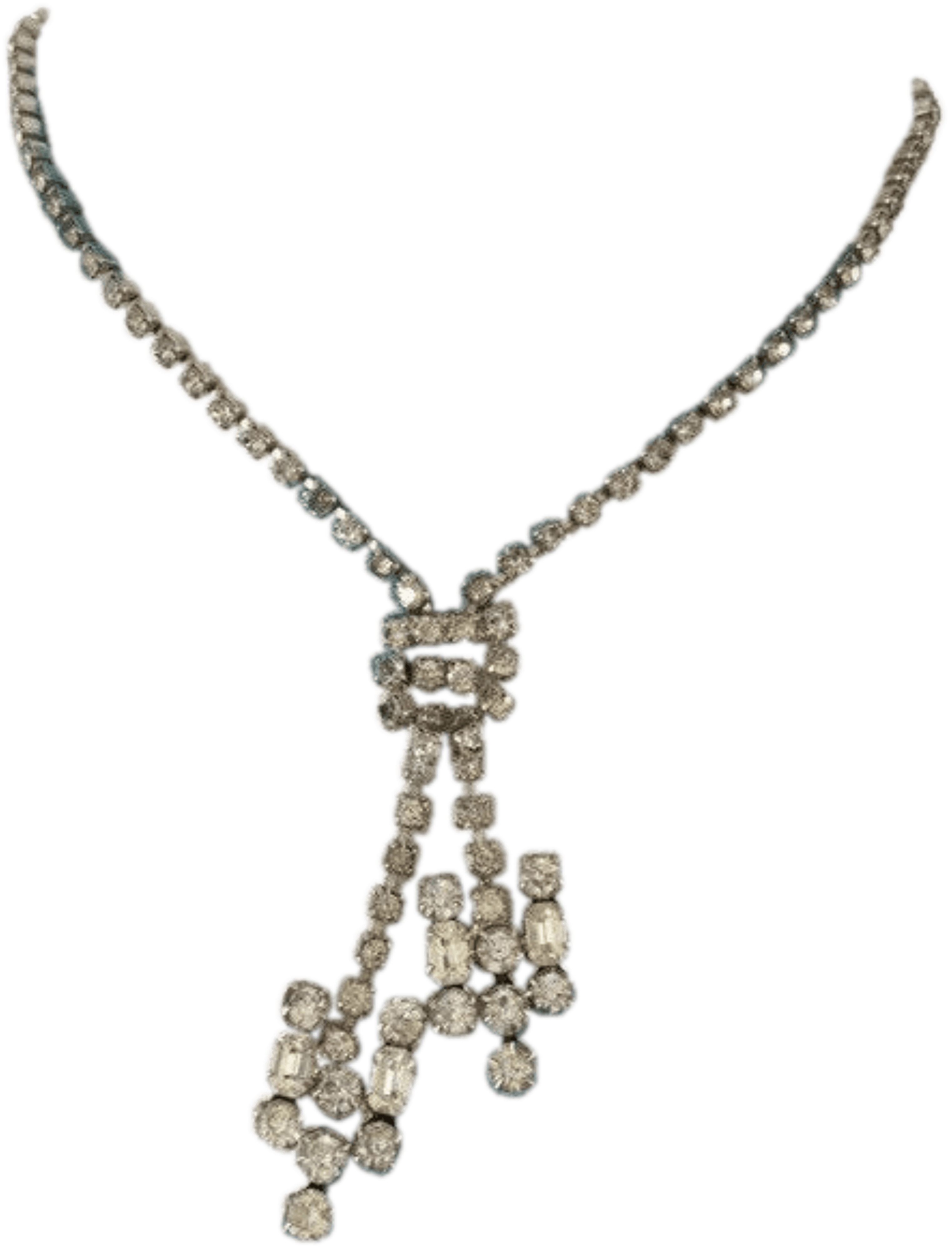 Vintage 50’s Silver Rhinestone Art Deco Necklace | Shop THRILLING