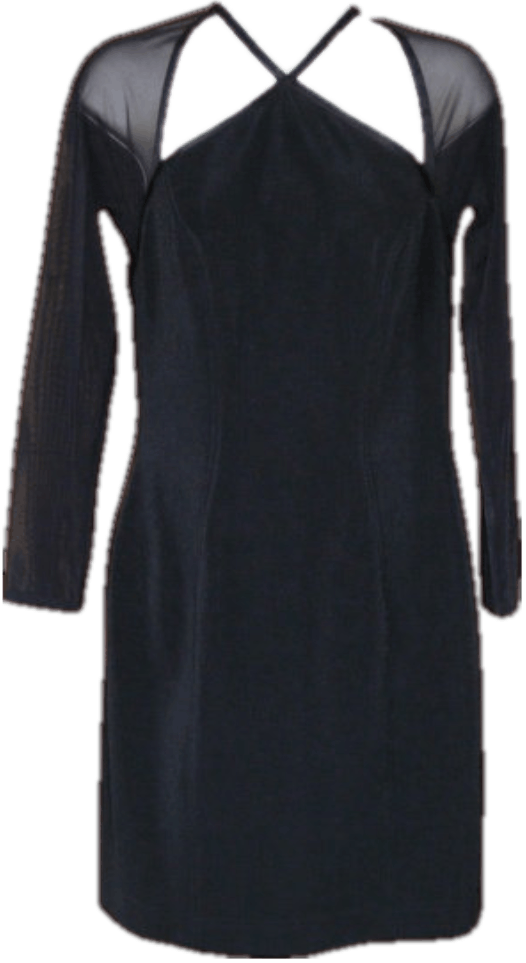 Vintage Black Long Sheer Sleeve Dress by Tadashi | Shop THRILLING