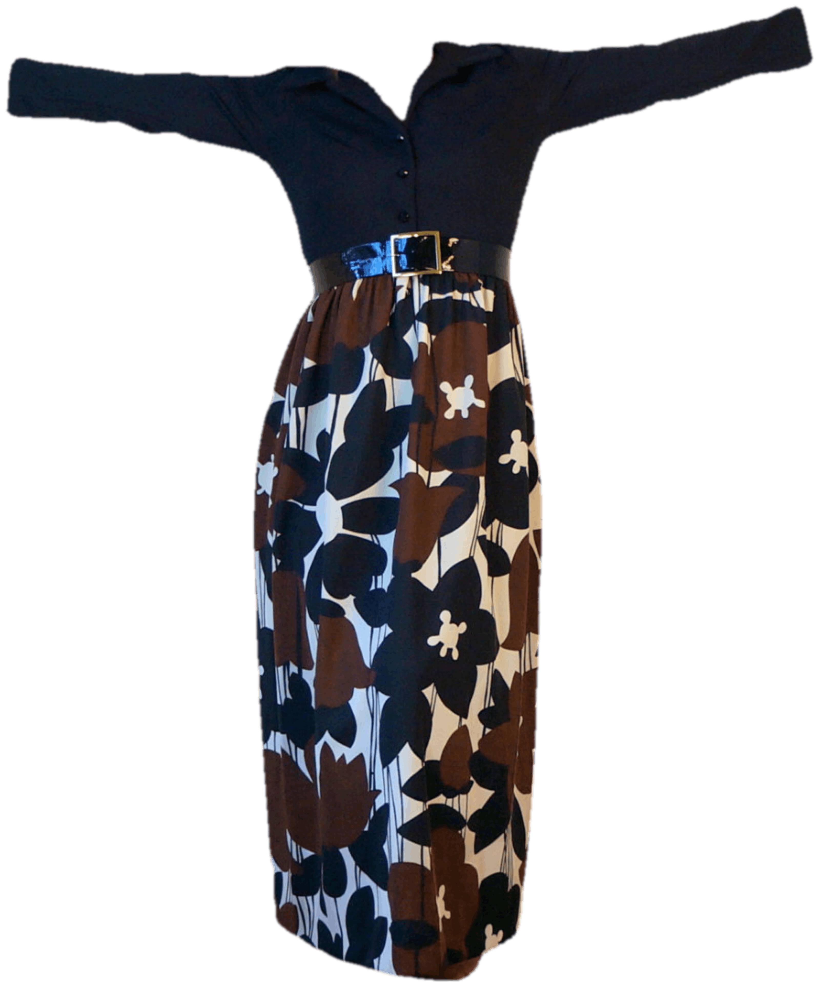 Vintage Retro Boho Maxi Dress with Floral Skirt Shop THRILLING