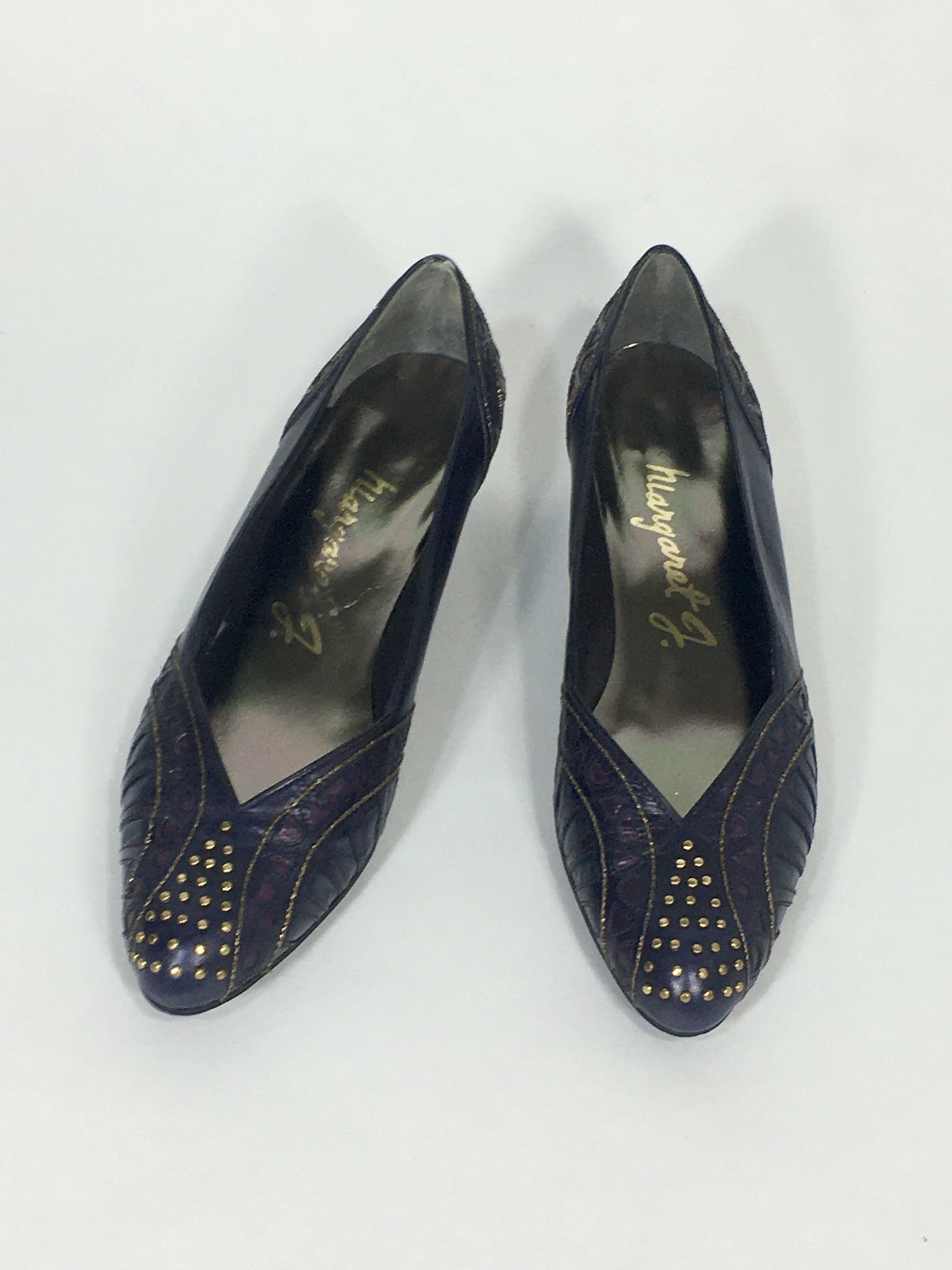 Vintage 80’s Purple Leather Heavily Embellished Shoes by Margaret J ...