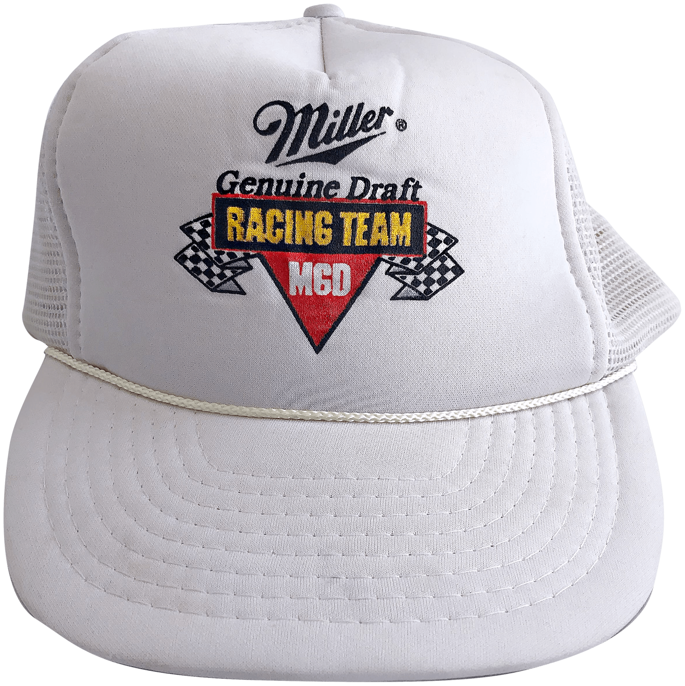 90’s Miller Genuine Draft Beer Racing Team Checker Flag Mesh Back Snapback  Dad Hat by Miller Genuine Draft Beer