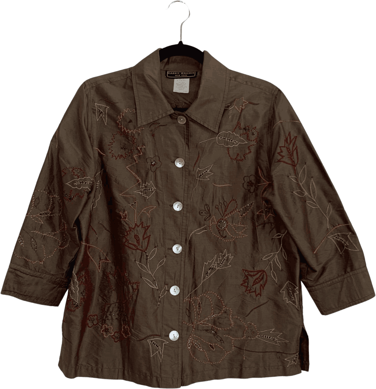 Vintage Iridescent Silk Jacket with Embroidery Shop THRILLING