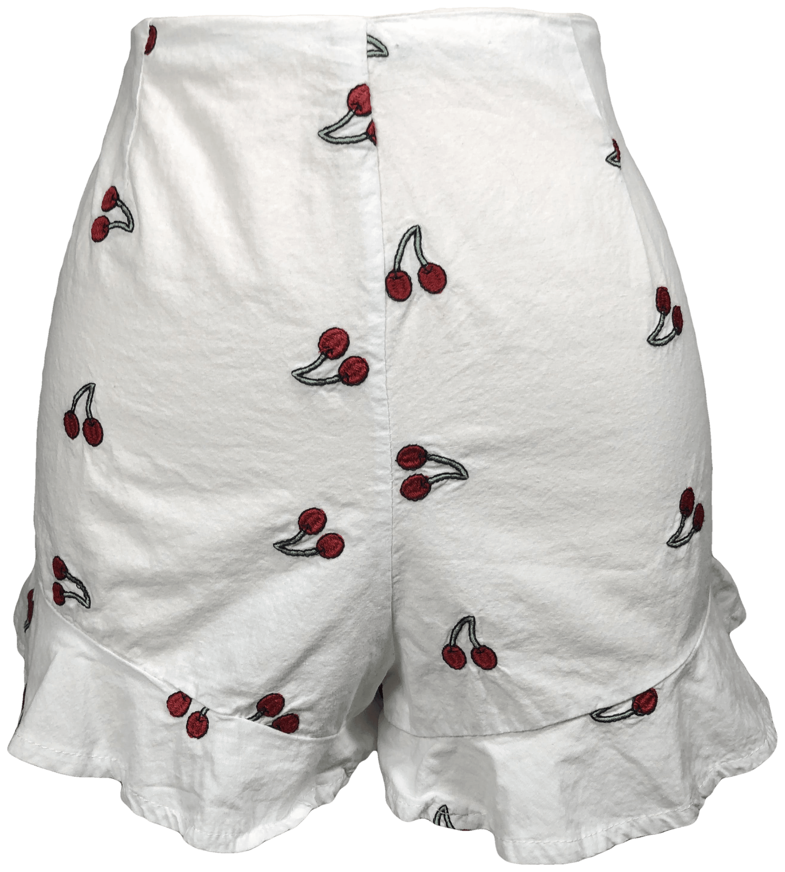 Vintage White Embroidered Cherry Print Ruffle Shorts | Shop THRILLING